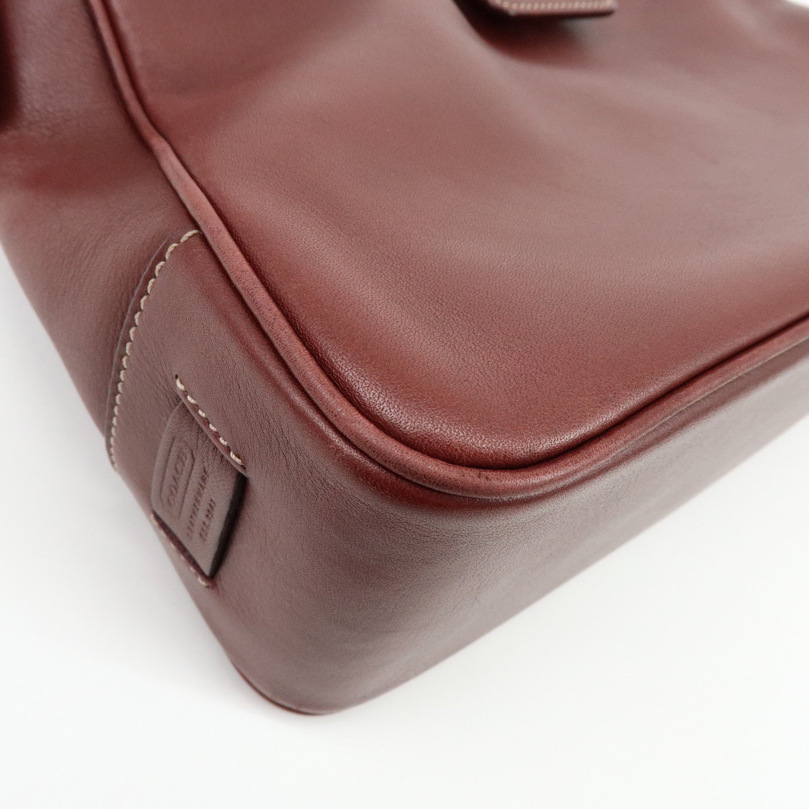 COACH Set of 2 Leather Shoulder Bag 2Way Tote Bag Bordeaux Black White
