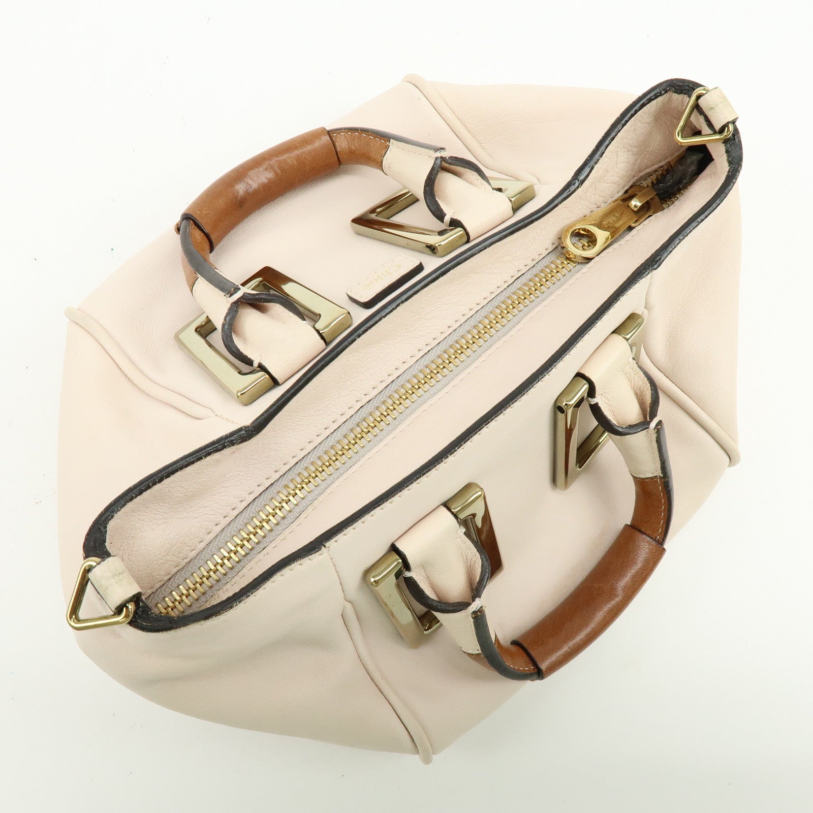Chloe Ethel Leather 2Way Bag Shoulder Bag Hand Bag Light Beige