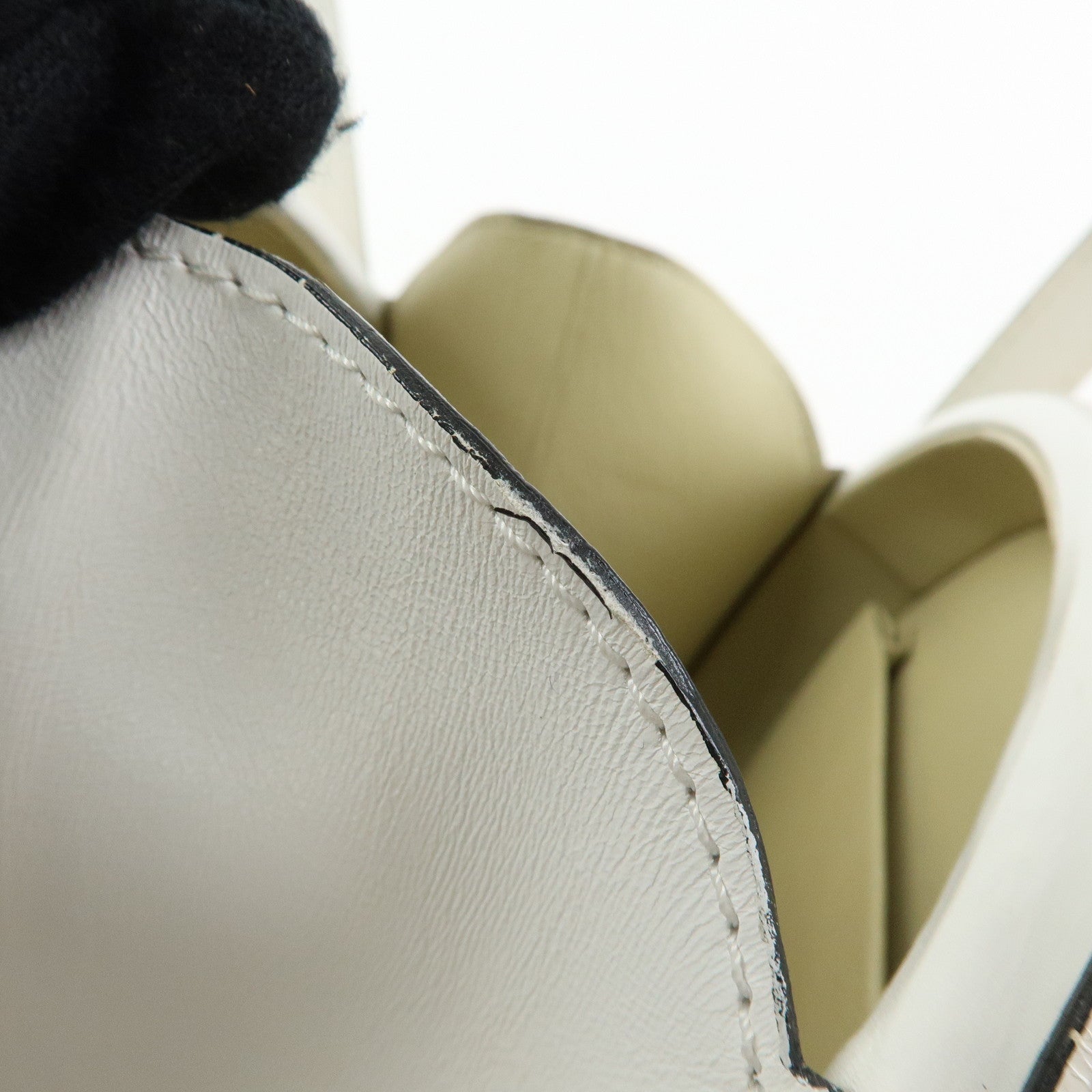 Loewe Logo Round Leather Hand Bag White