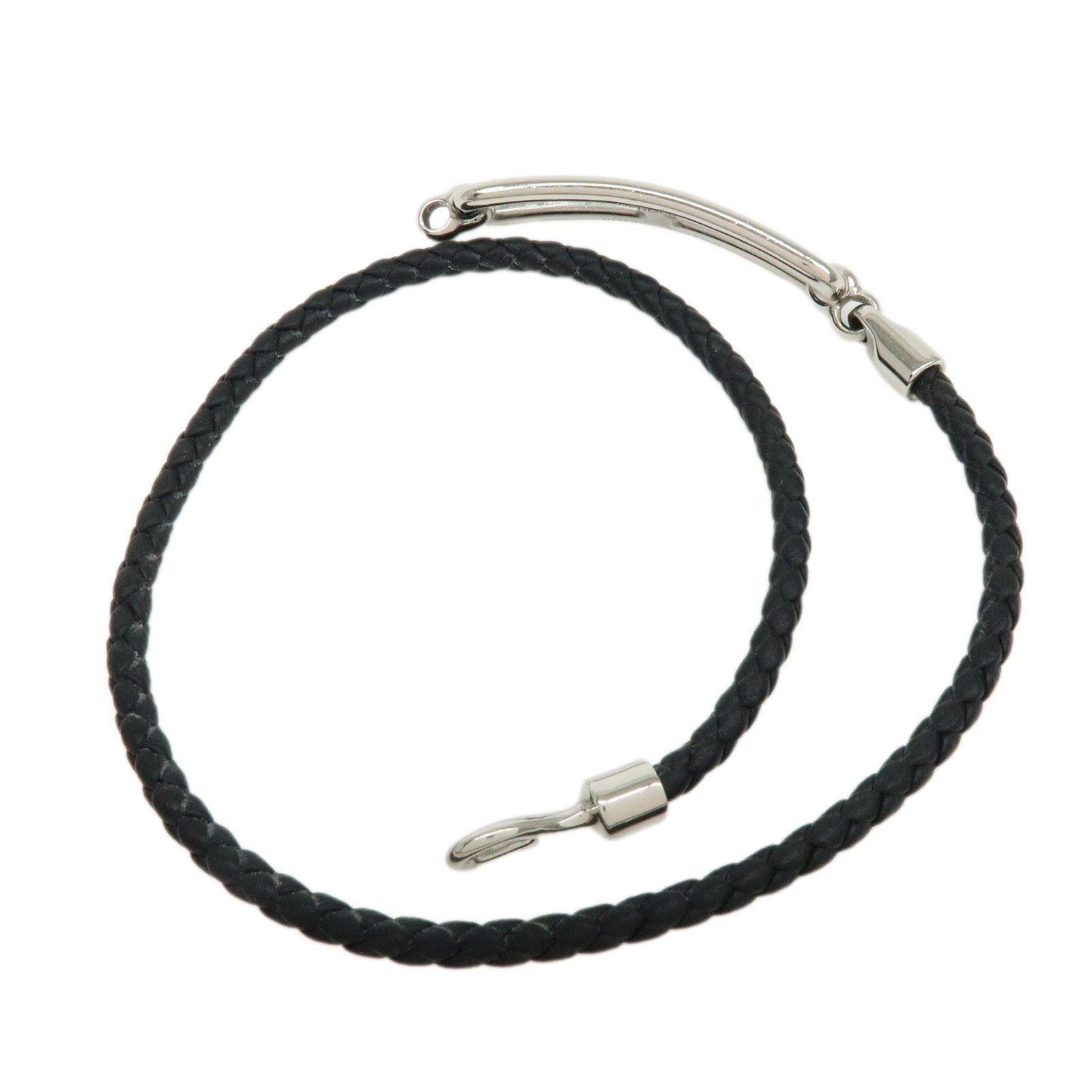 HERMES Veau Swift Leather Roulis Double Tour Bracele Black Silver