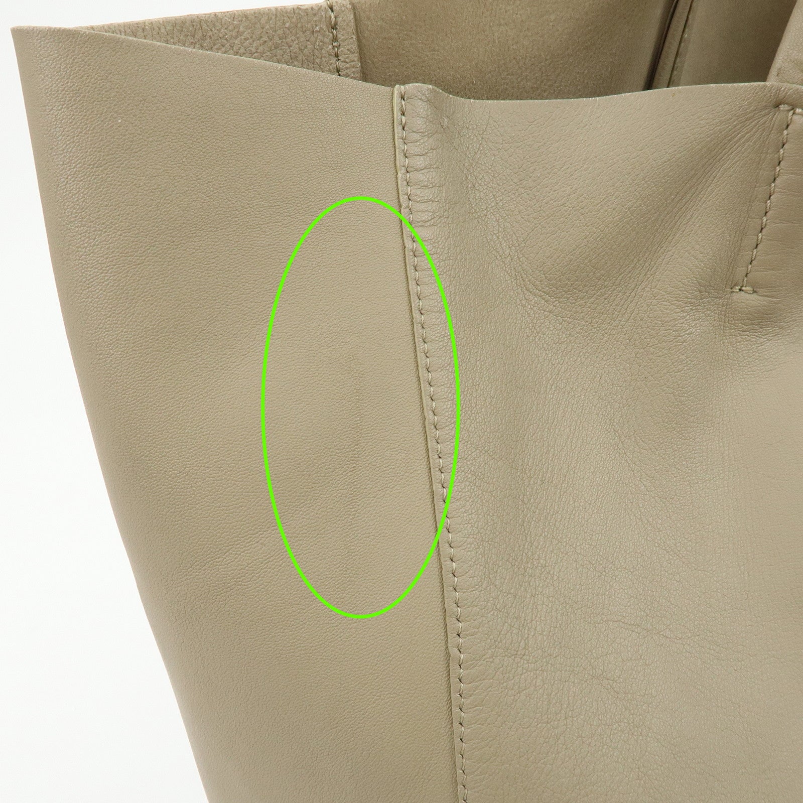 CELINE Leather Tote Bag Shoulder Bag Greige