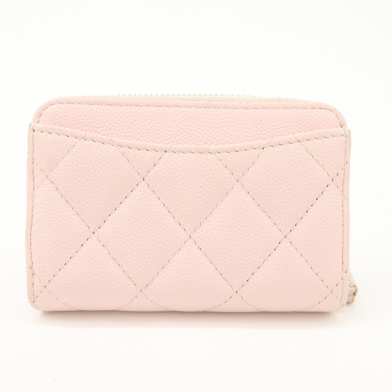 CHANEL Matelasse Caviarskin Classic Zip Around Coin Case Pink AP0216 Used