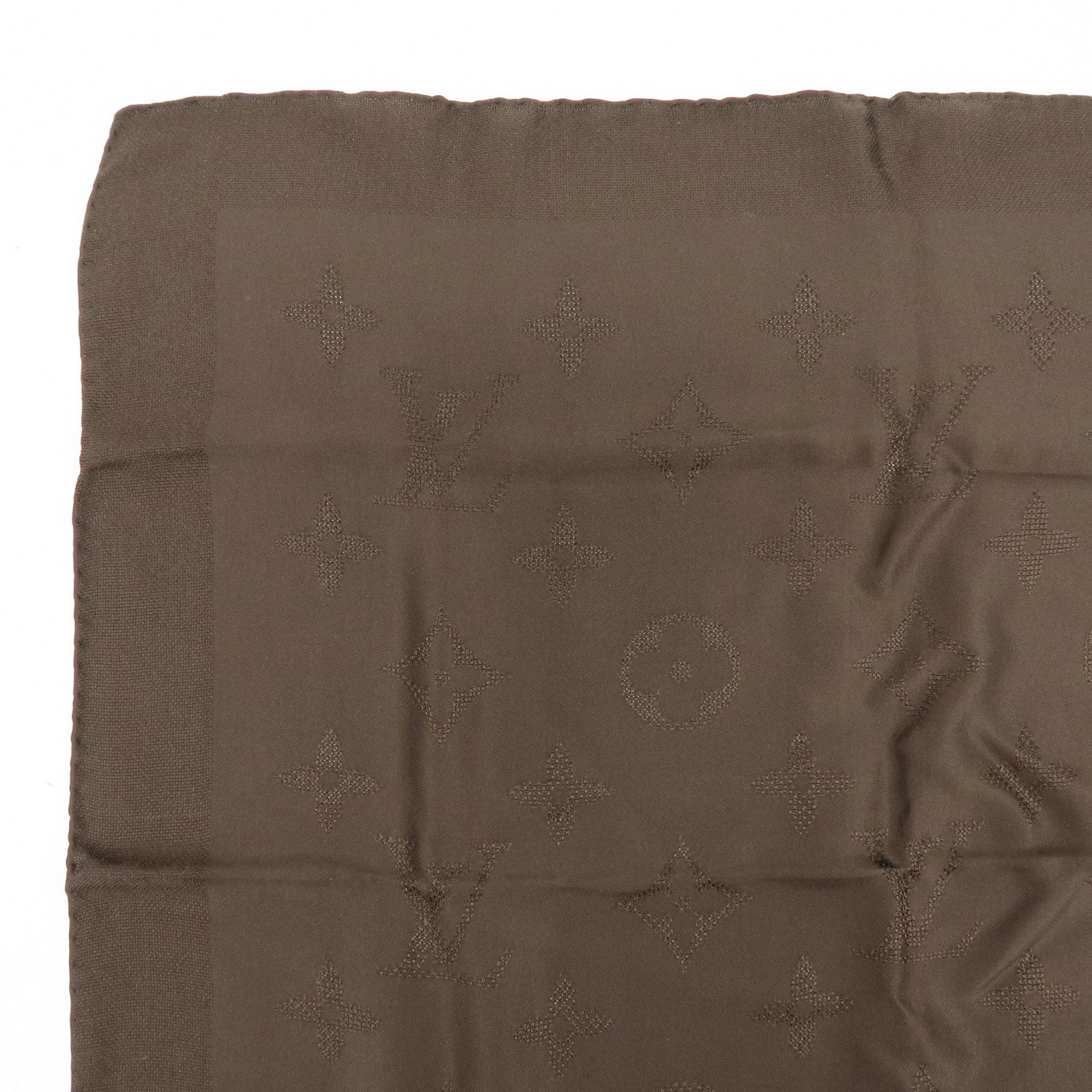 Louis Vuitton Monogram Silk 100% Scarf Dark Brown 68×68