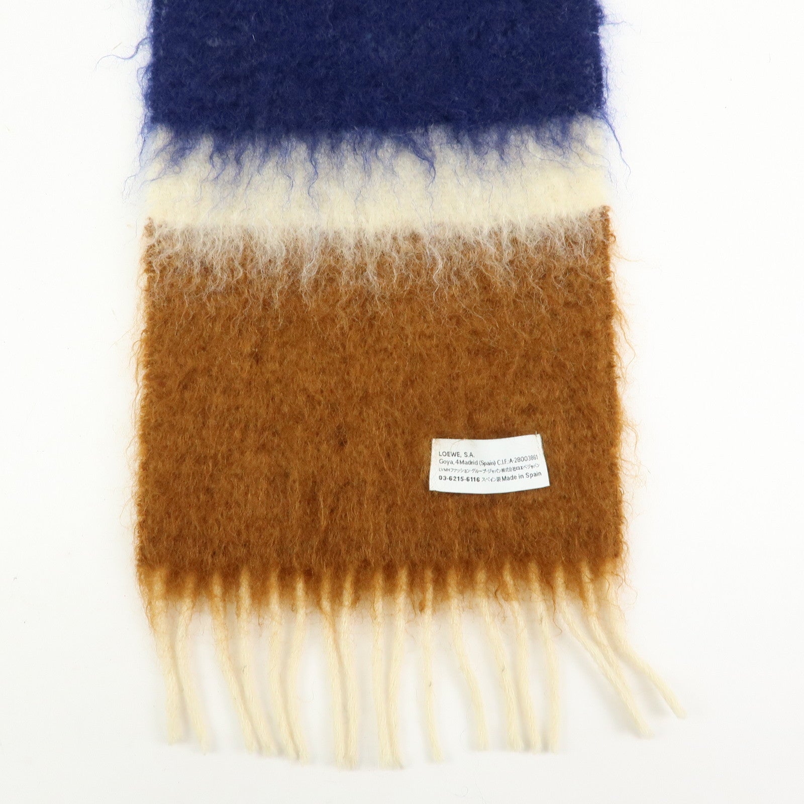LOEWE Anagram Mohair Scarf Shawl Ivory Black Green Yellow Brown