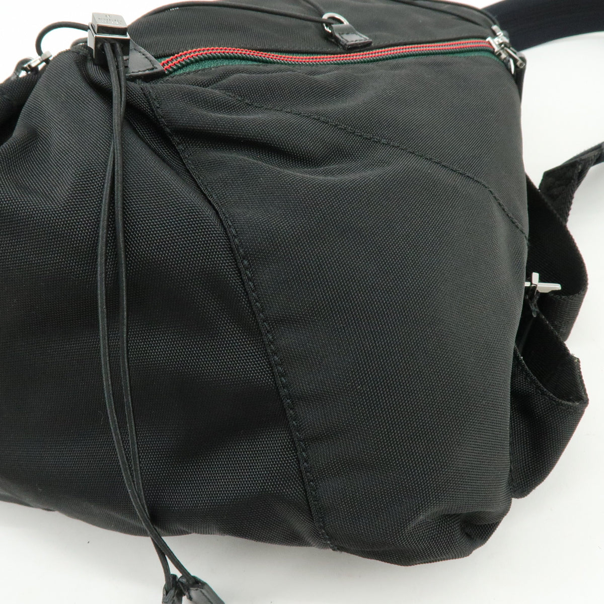 GUCCI Sherry Canvas Leather Backpack Rucksack Black 122349