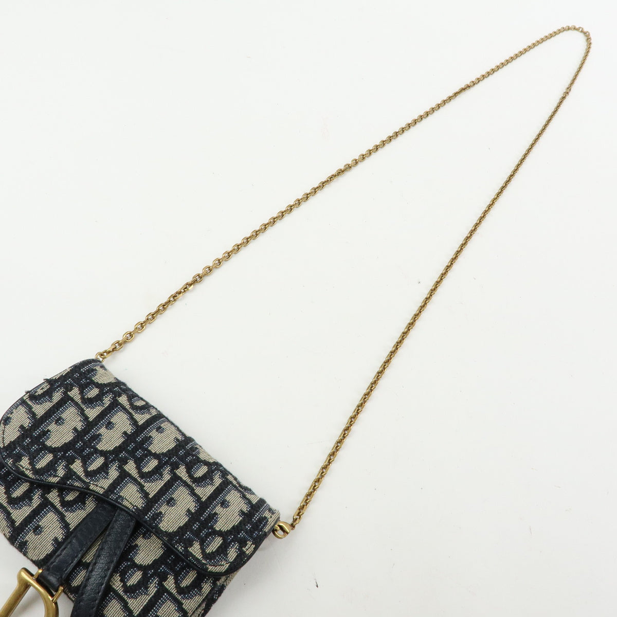 Christian Dior Oblique Saddle Jacquard Canvas Chain Shoulder Pouch