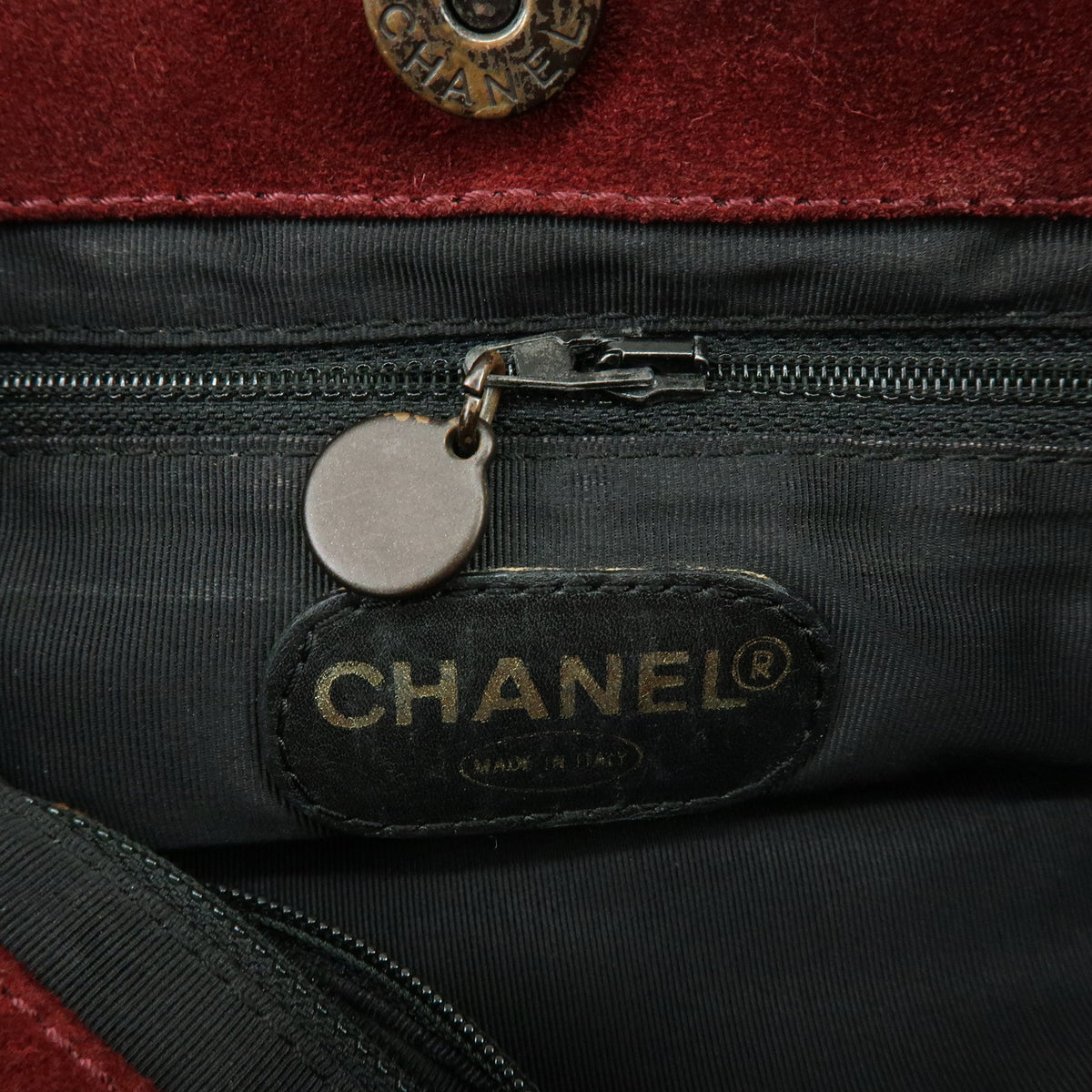 CHANEL COCO Mark Suede Leather Hand Bag Tote Bag Bordeaux