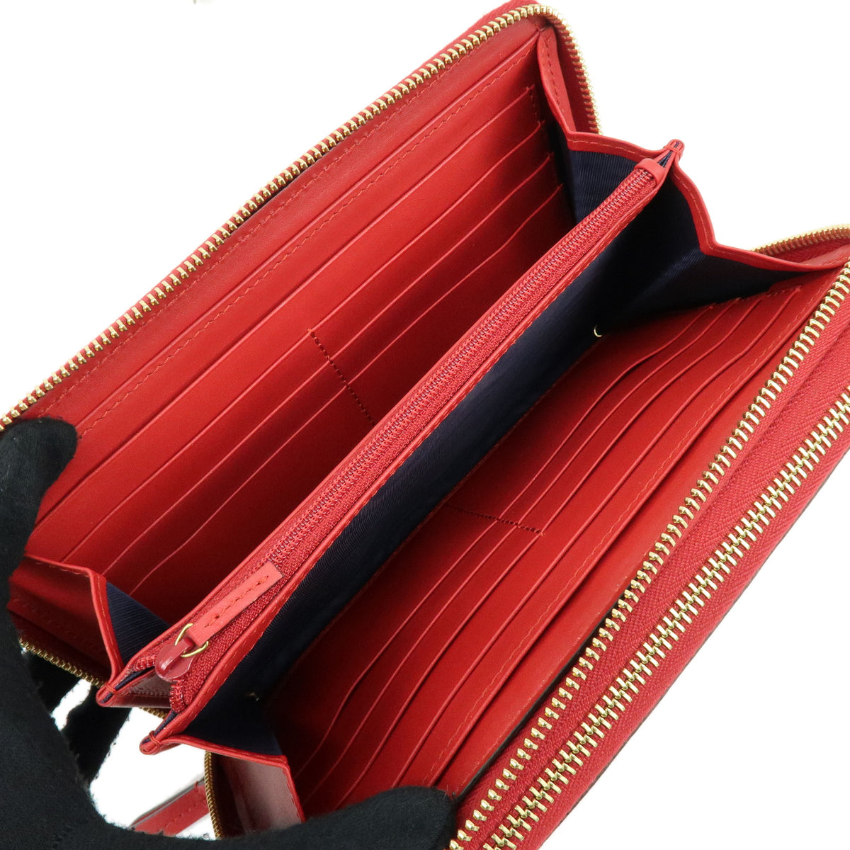 GUCCI GG Blooms GG Supreme Long Wallet Travel Case Red Beige 429767