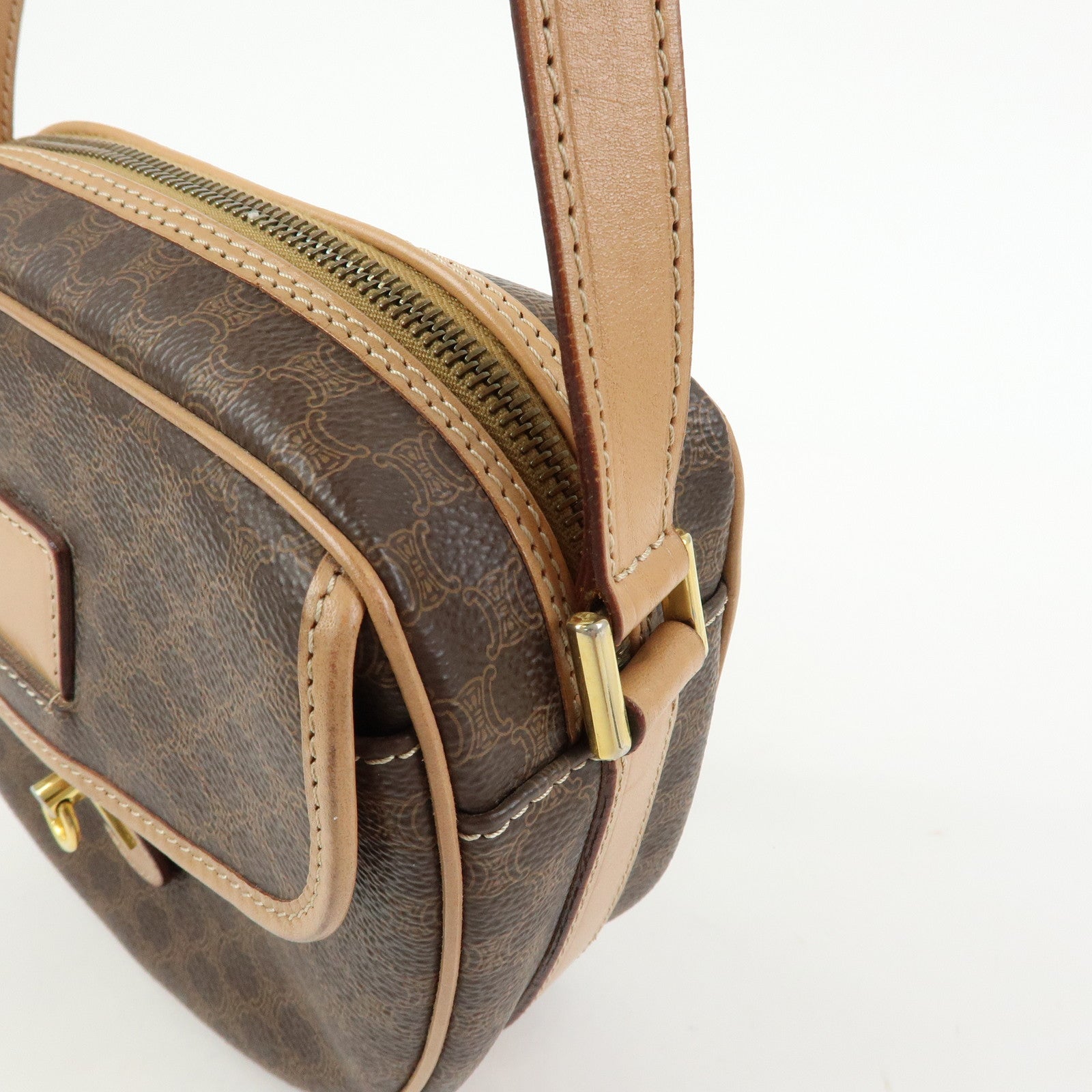 CELINE Macadam PVC Leather Shoulder Bag Crossbody Bag Brown