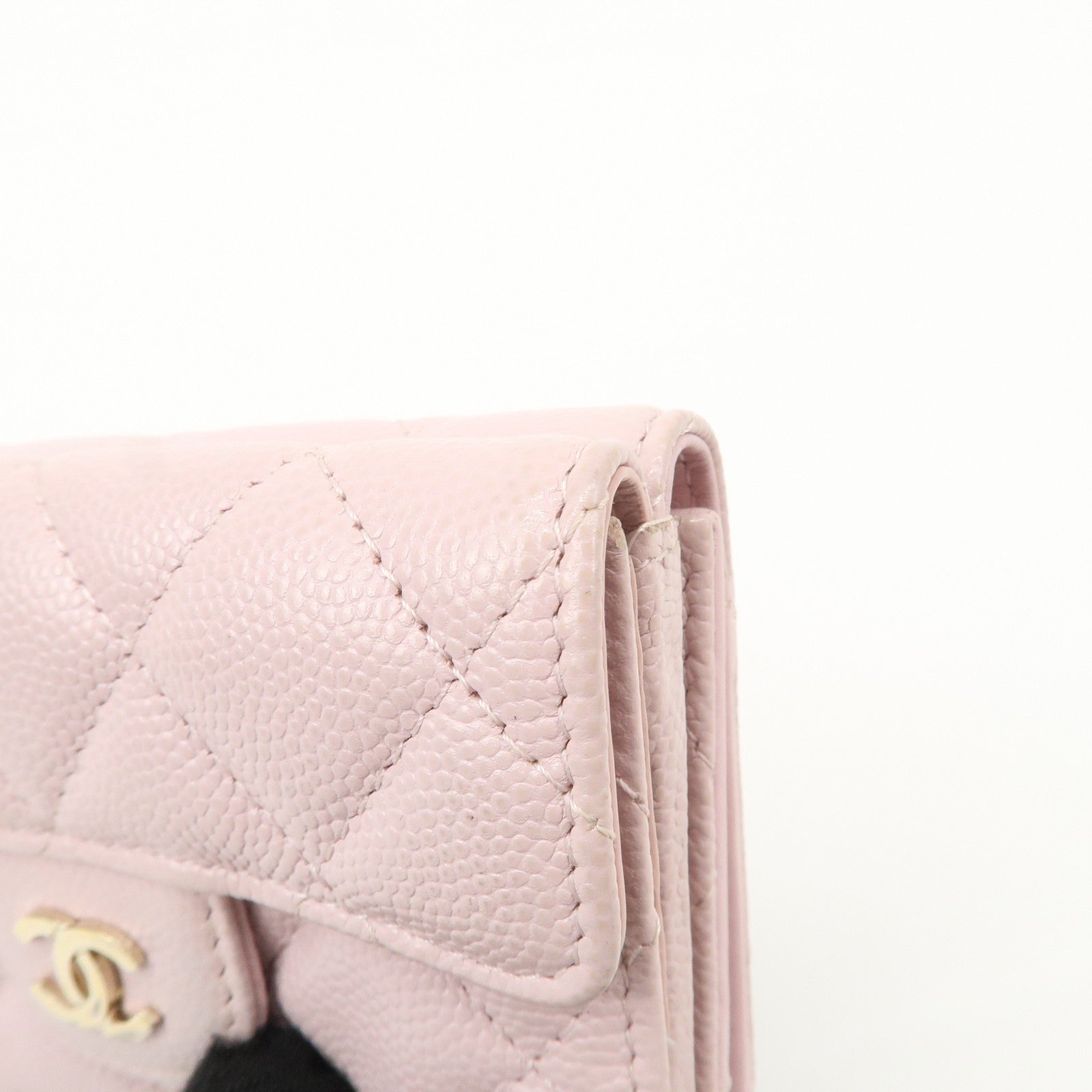 CHANEL Matelasse Caviarskin Classic Small Flap Wallet AP0230 Used