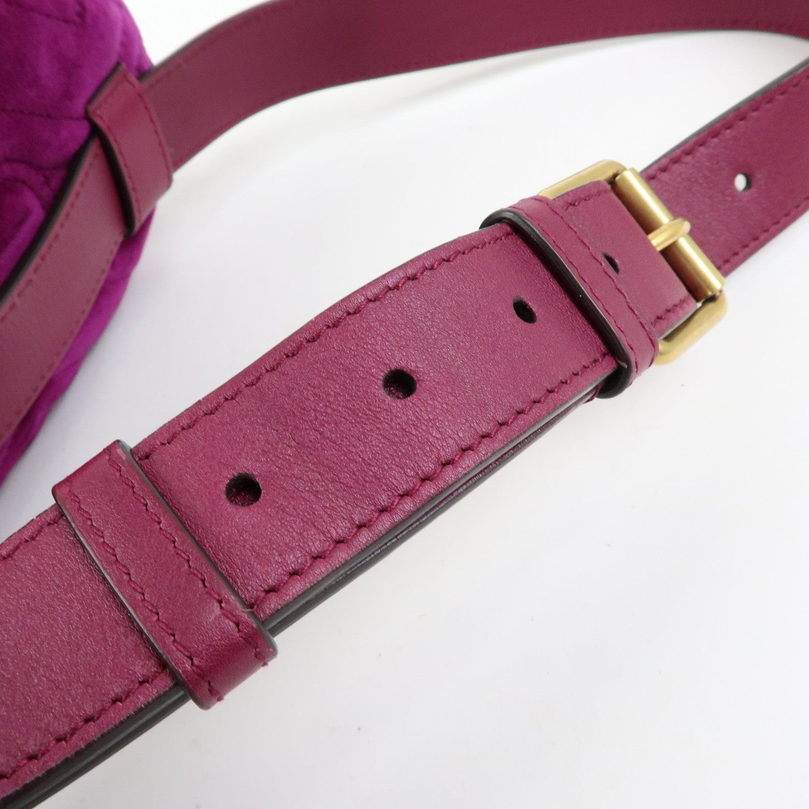 GUCCI GG Marmont Double G Velvet Leather Waist Pouch Body Bag 476434