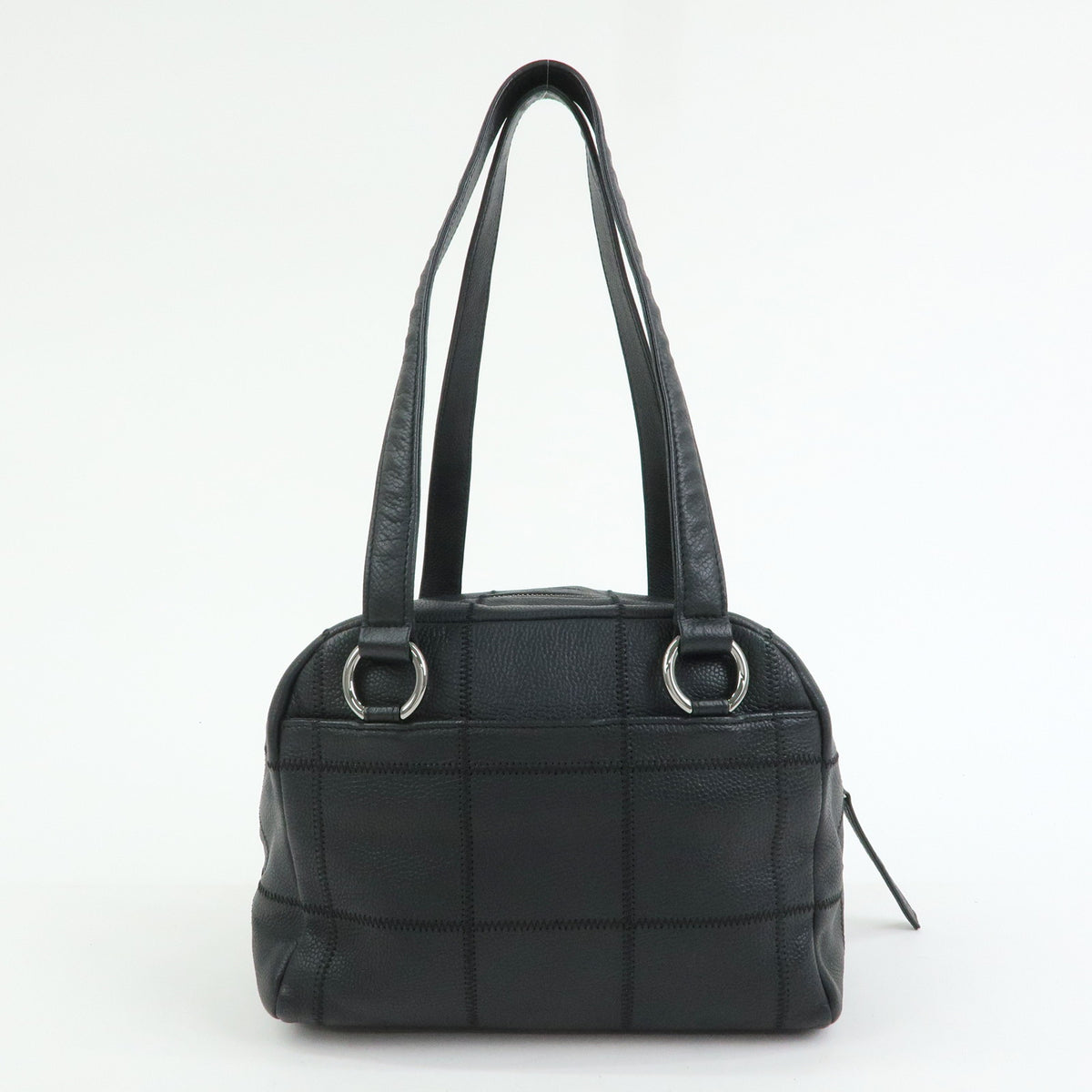 CHANEL Chocolate Bar Caviarskin Mini Boston Shoulder Bag Black A26134