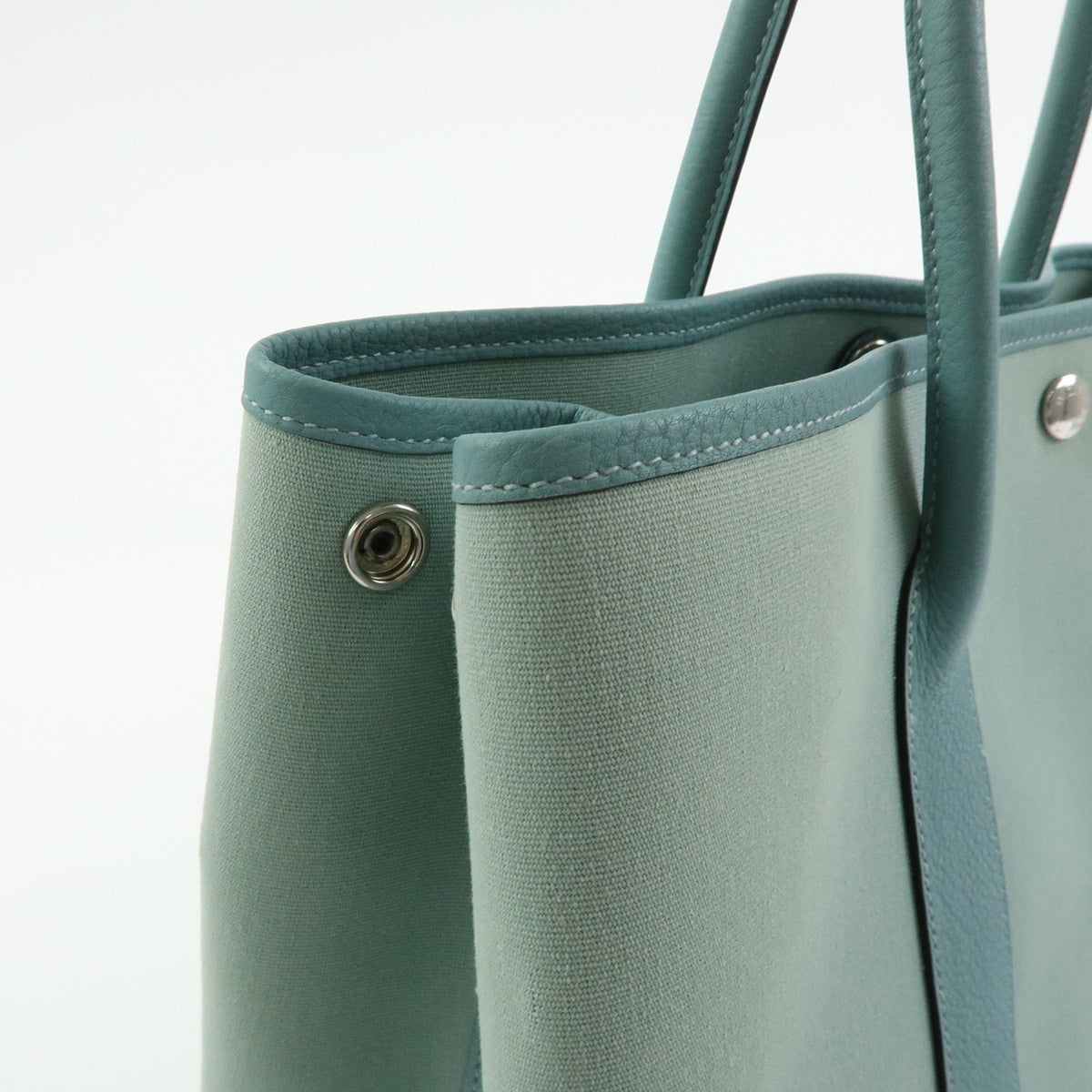 HERMES Garden Party PM Toile Officier N Stamped Tote Bag Sage Green