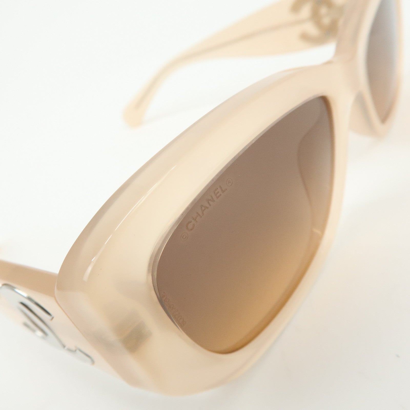 CHANEL COCO Mark Plastic Sunglasses Pink Brown 5493-A