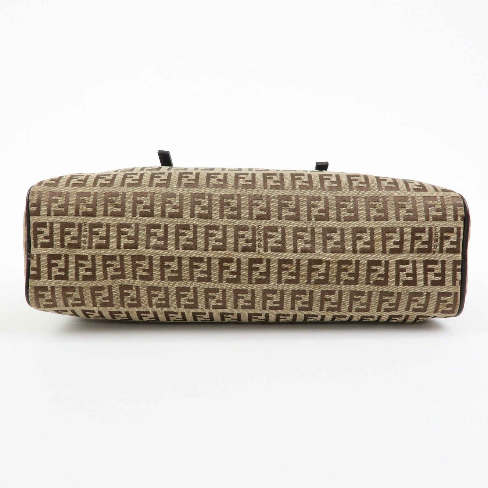 FENDI Zucchino Canvas Leather Mini Boston Hand Bag Beige Brown 8BL007