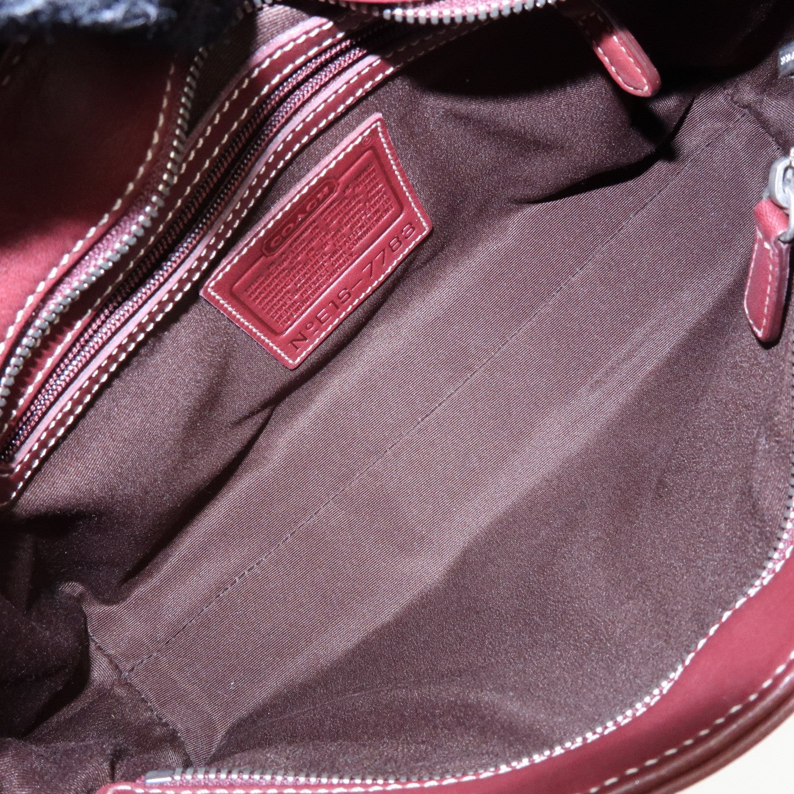 COACH Set of 2 Leather Shoulder Bag 2Way Tote Bag Bordeaux Black White