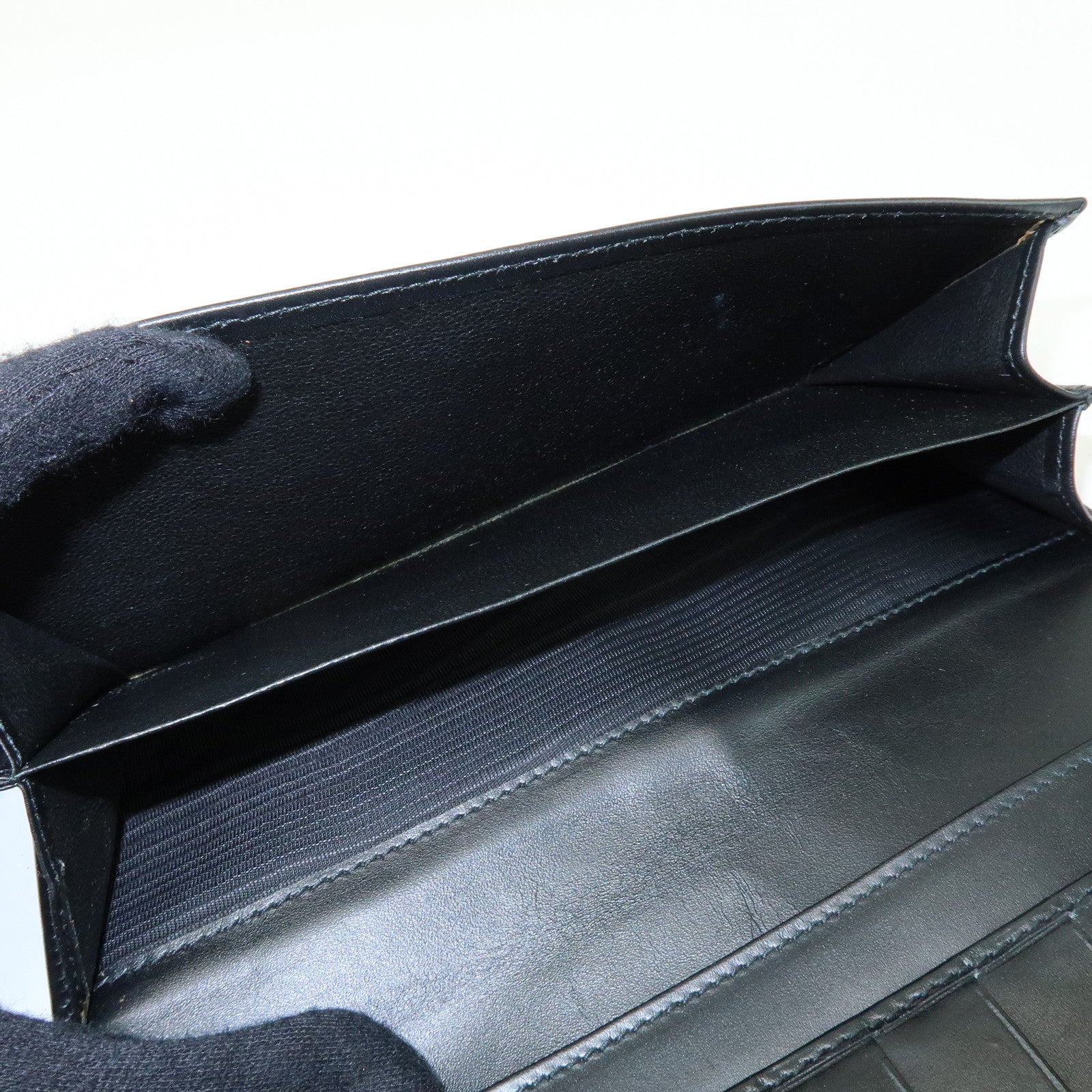 GUCCI Jackie GG Canvas Leather Bi-fold Long Wallet Black