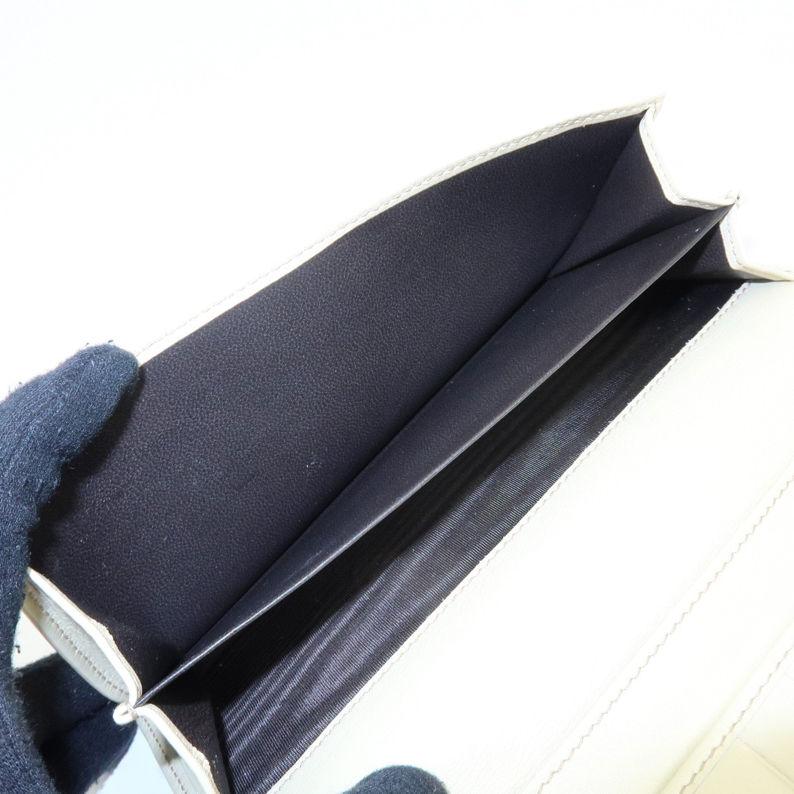 GUCCI Interlocking G Leather W Hook Long Wallet Ivory 162360