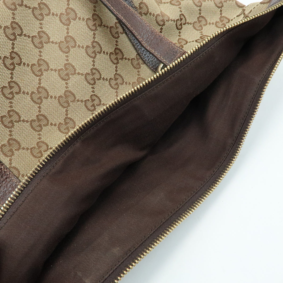 GUCCI Abbey GG Canvas Leather Tote Bag Hand Bag Beige Brown 141470