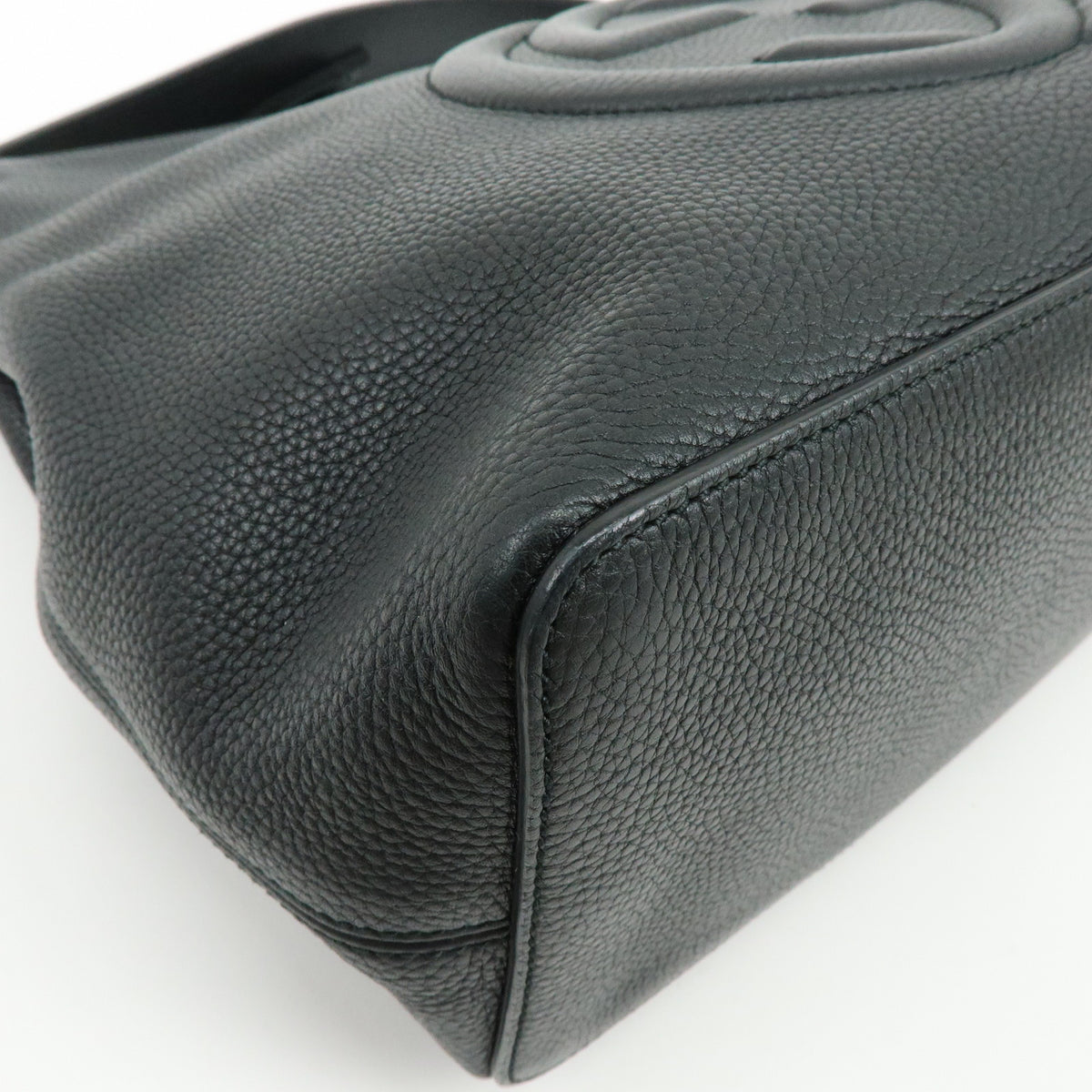 GUCCI SOHO Interlocking G Leather 2Way Hand Shoulder Bag Black 536194
