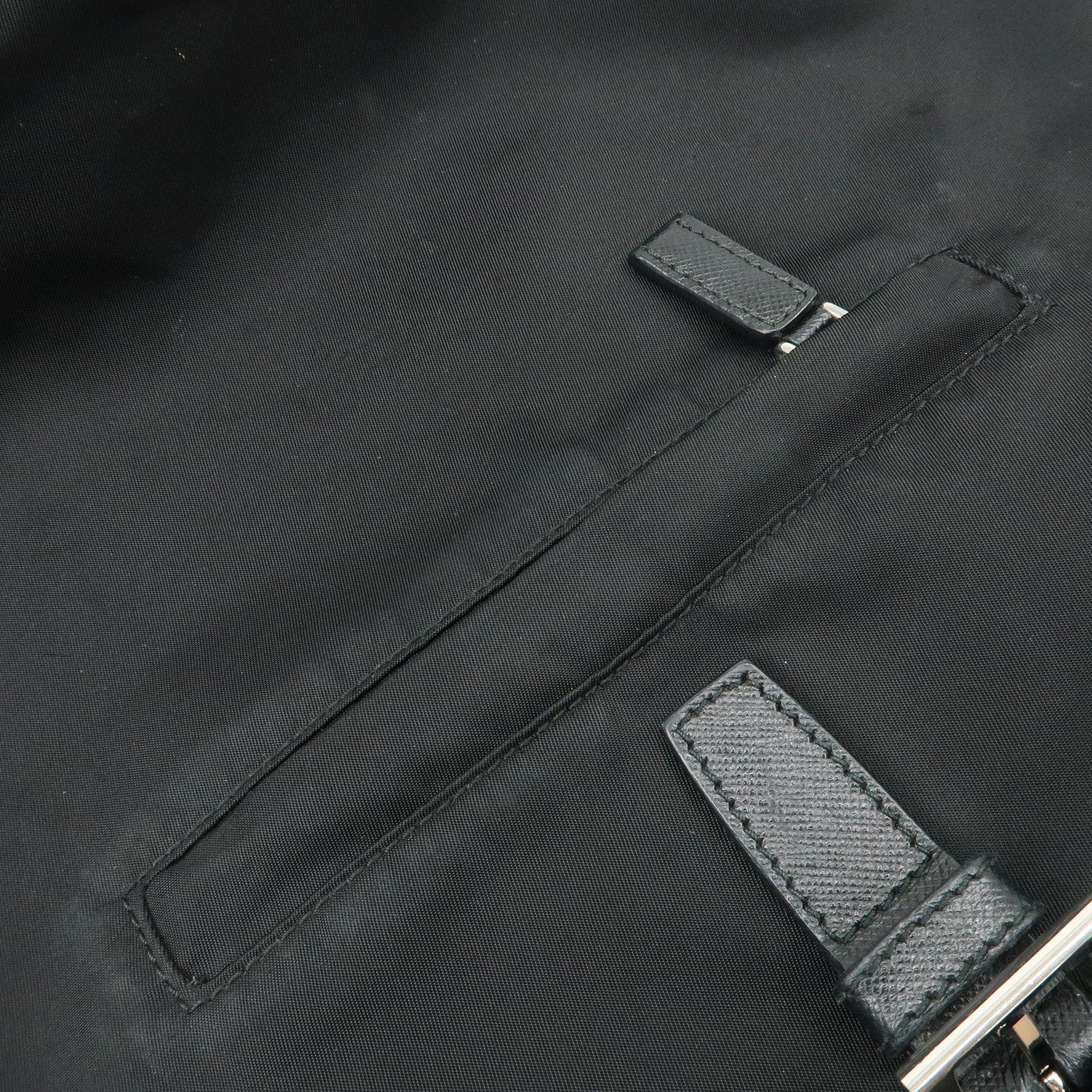 PRADA Triangle Logo Nylon Leather Backpack Ruck Sack Black Used