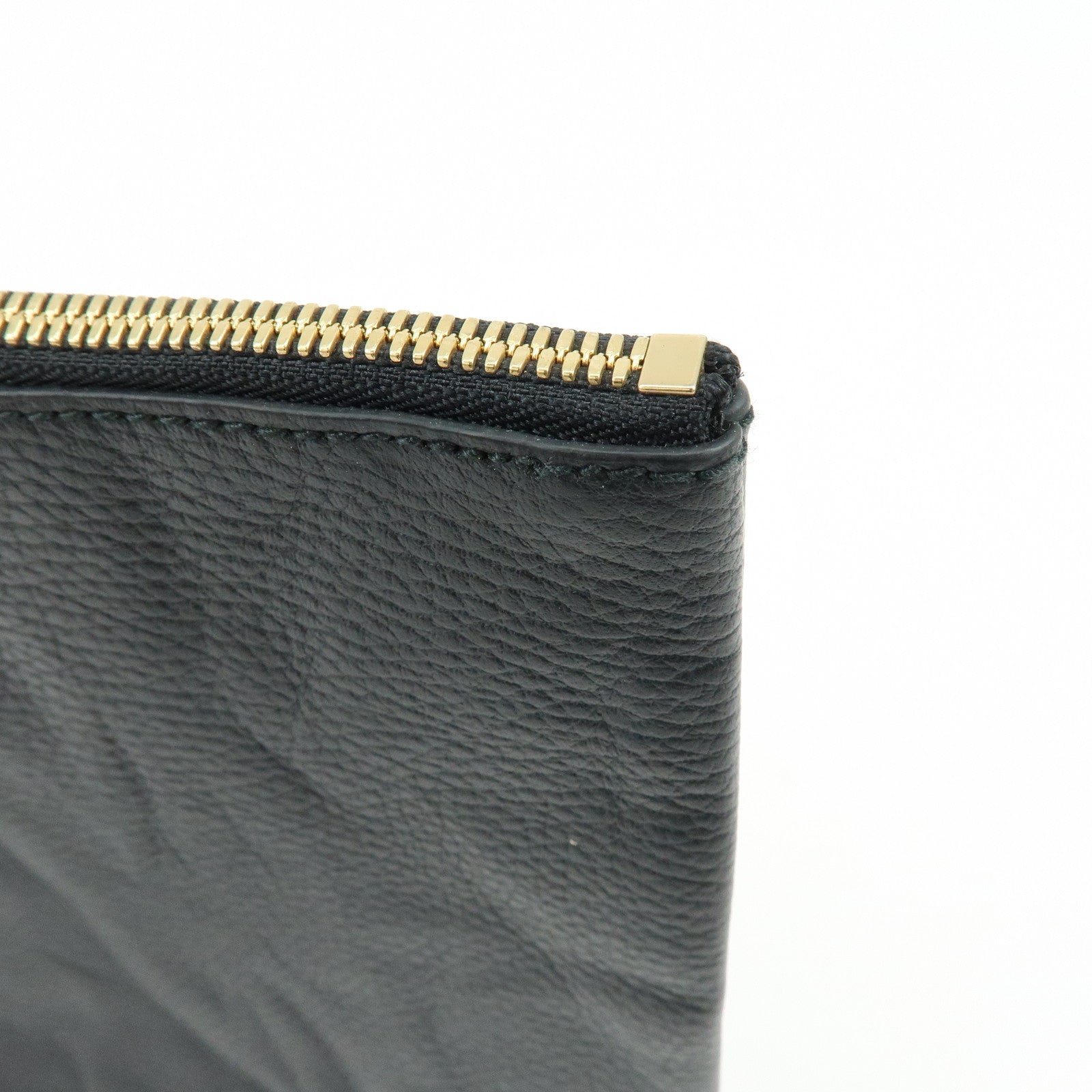 GUCCI Bamboo Leather Clutch Bag Flat Pouch Black 449653