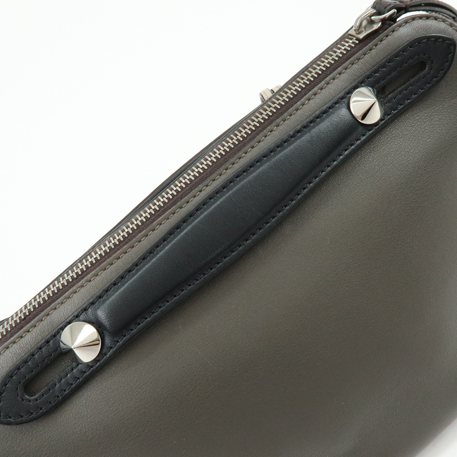 FENDI By The Way Medium 2Way Bag Hand Bag Shoulder Bag Gray 8BL146