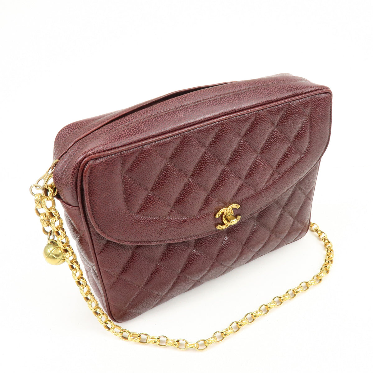 CHANEL Matelasse Diana Caviarskin Chain Shoulder Crossbody Bag Bordeaux