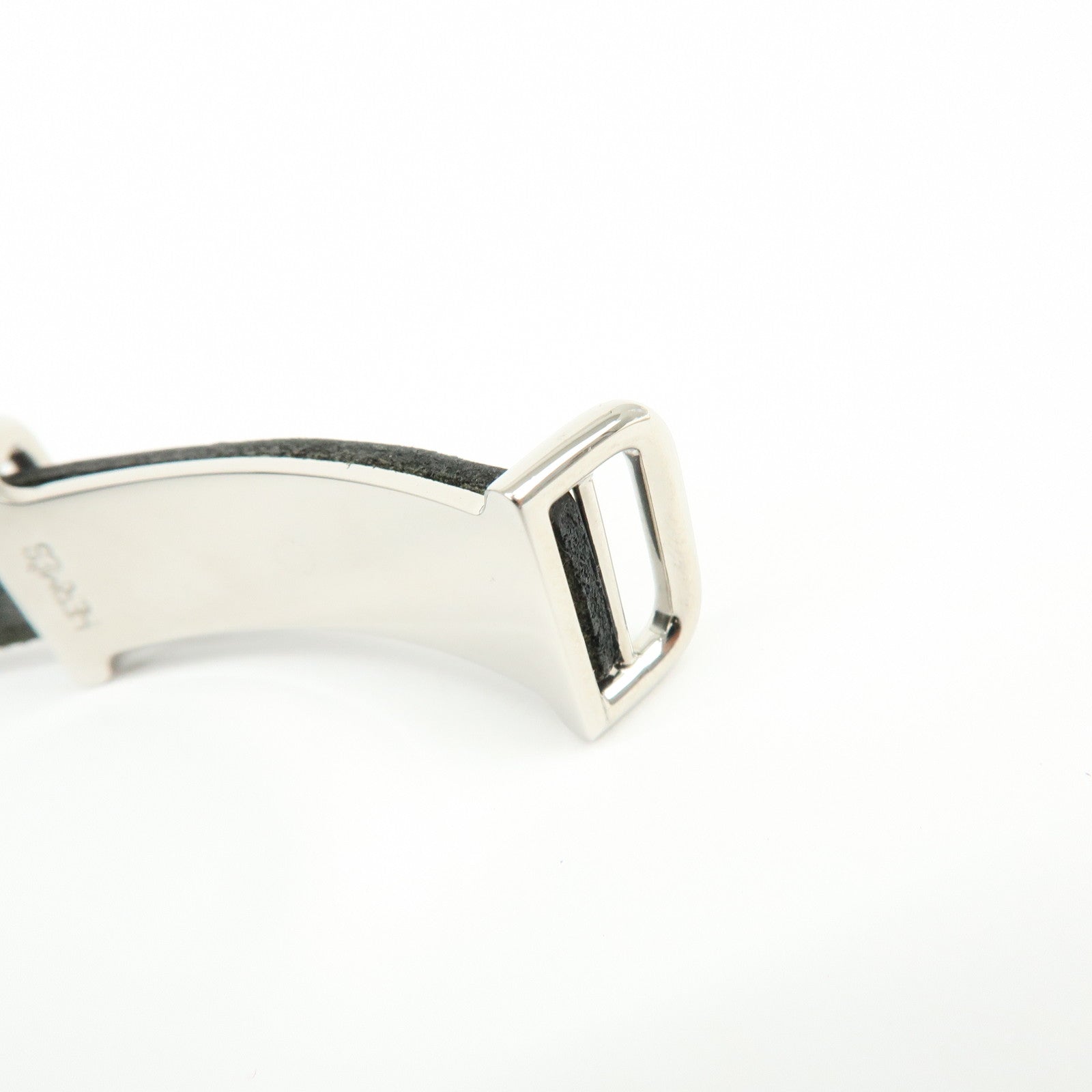 HERMES Api 2 Leather Bracelet Bangle Black □C Stamped Black Silver