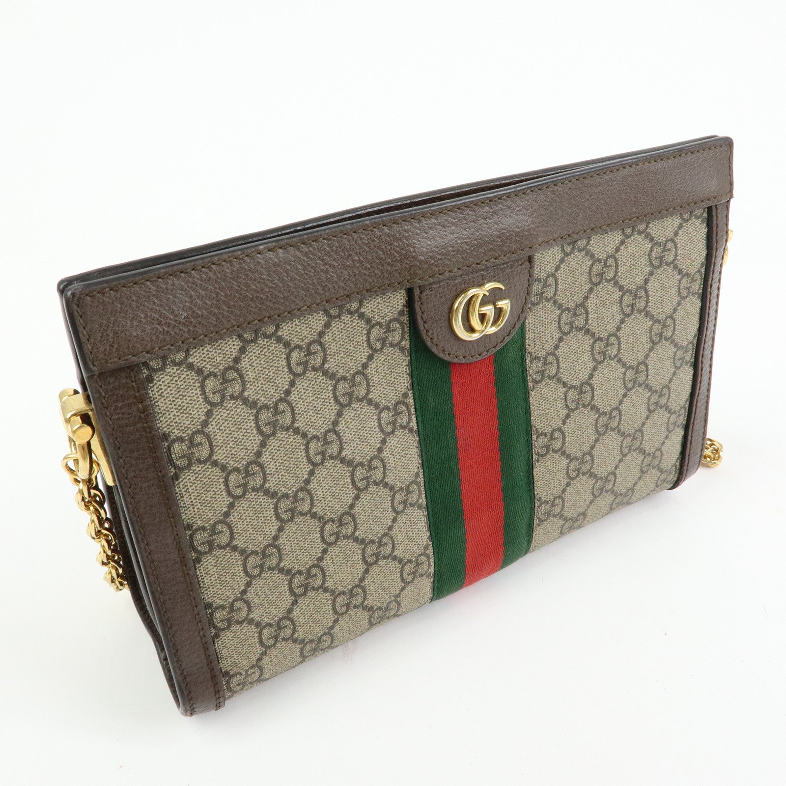 GUCCI Ophidia Sherry GG Supreme Chain Shoulder Bag Beige Brown 503877