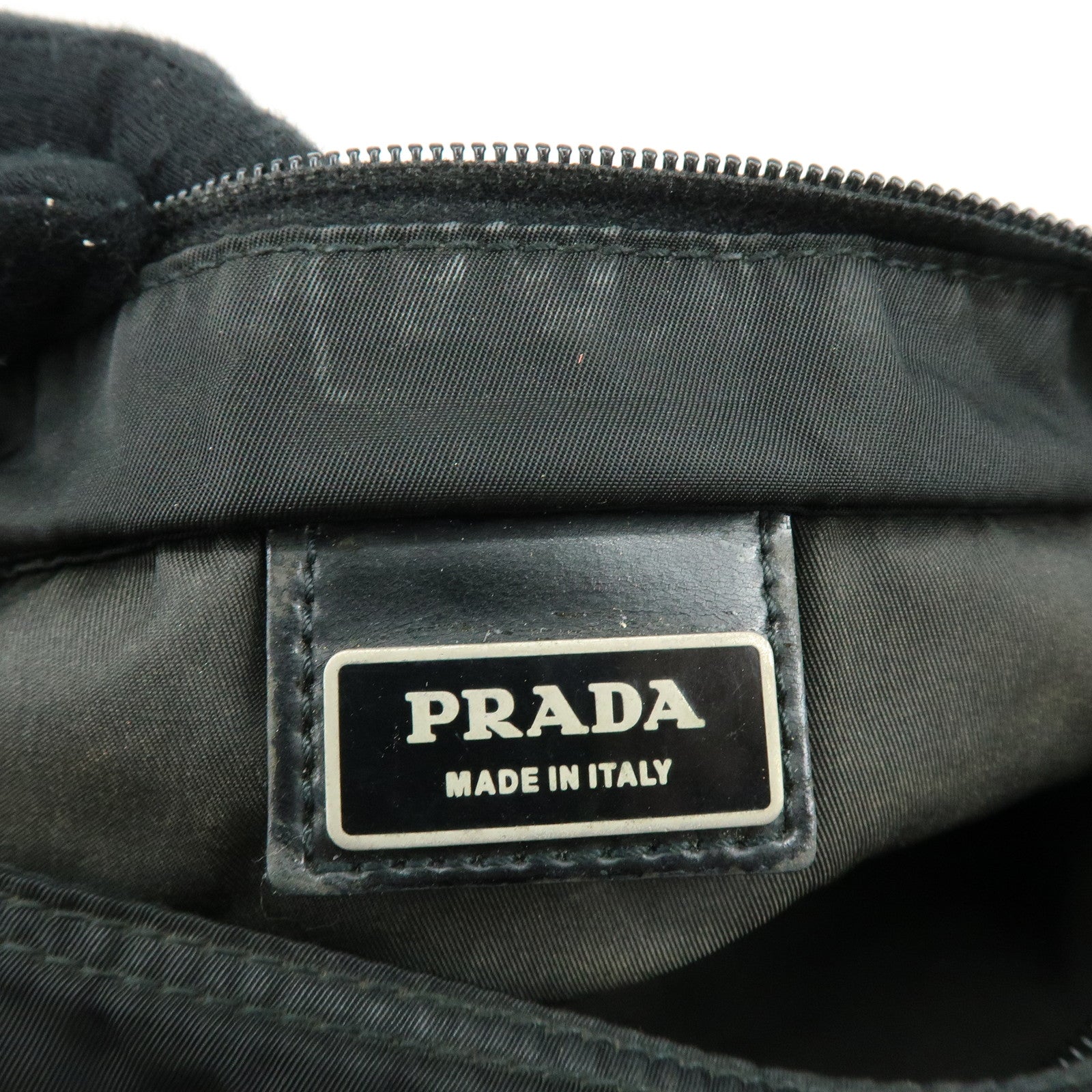 PRADA Triangle Logo Nylon Leather Shoulder Crossbody Bag Black