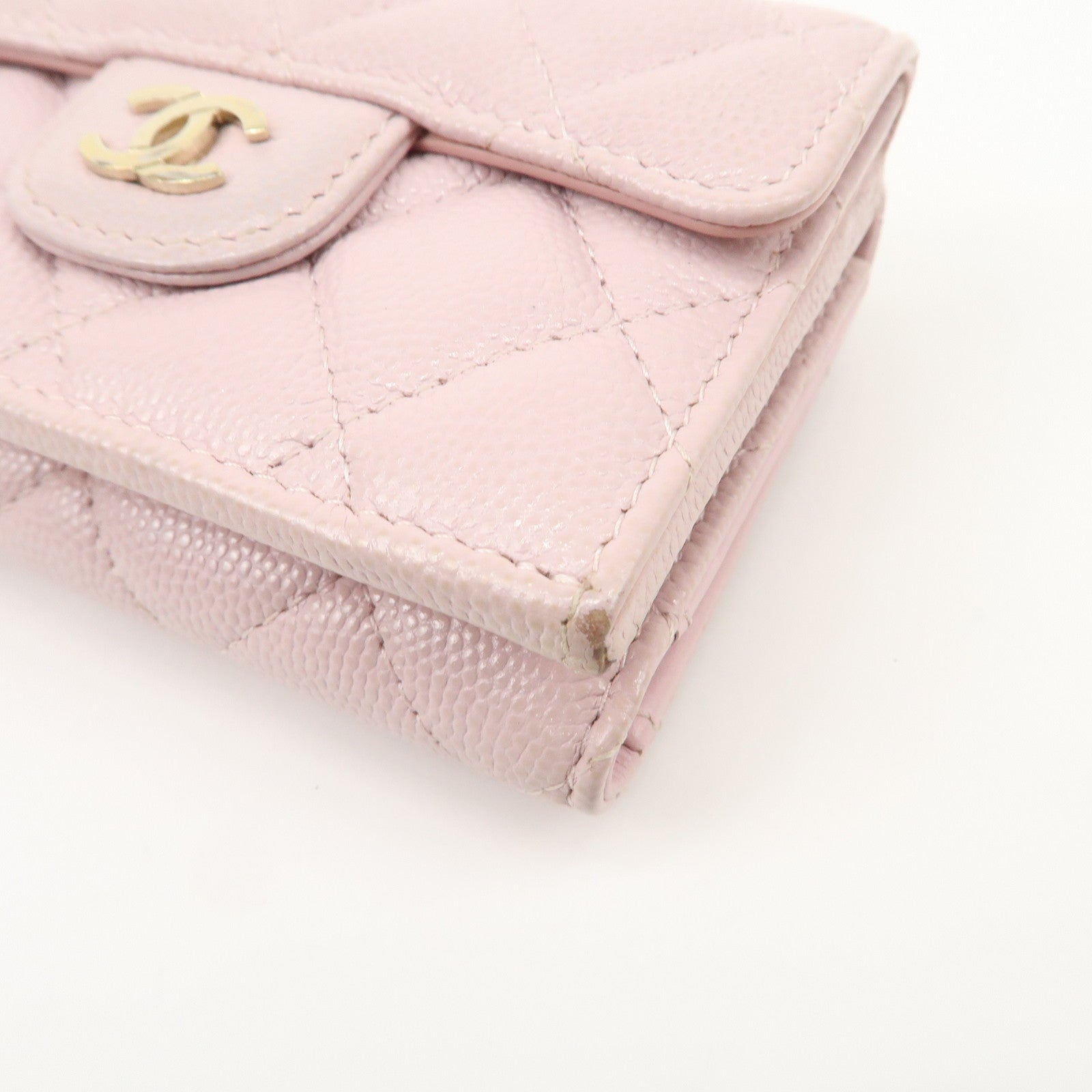 CHANEL Matelasse Caviarskin Classic Small Flap Wallet AP0230 Used