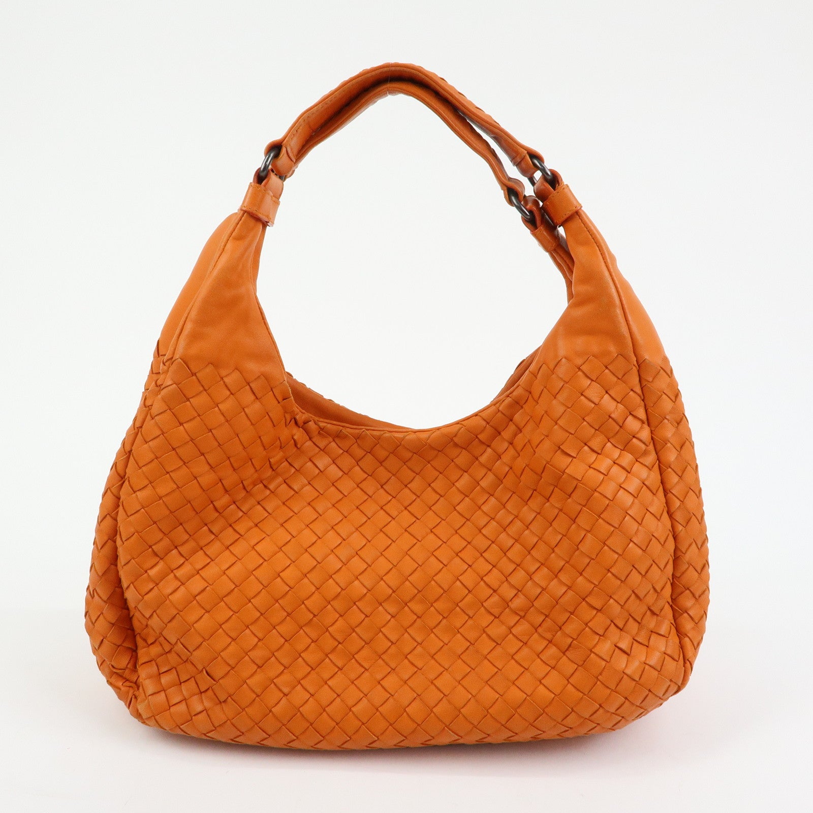 BOTTEGA VENETA Intrecciato Campana Leather Shoulder Bag Orange