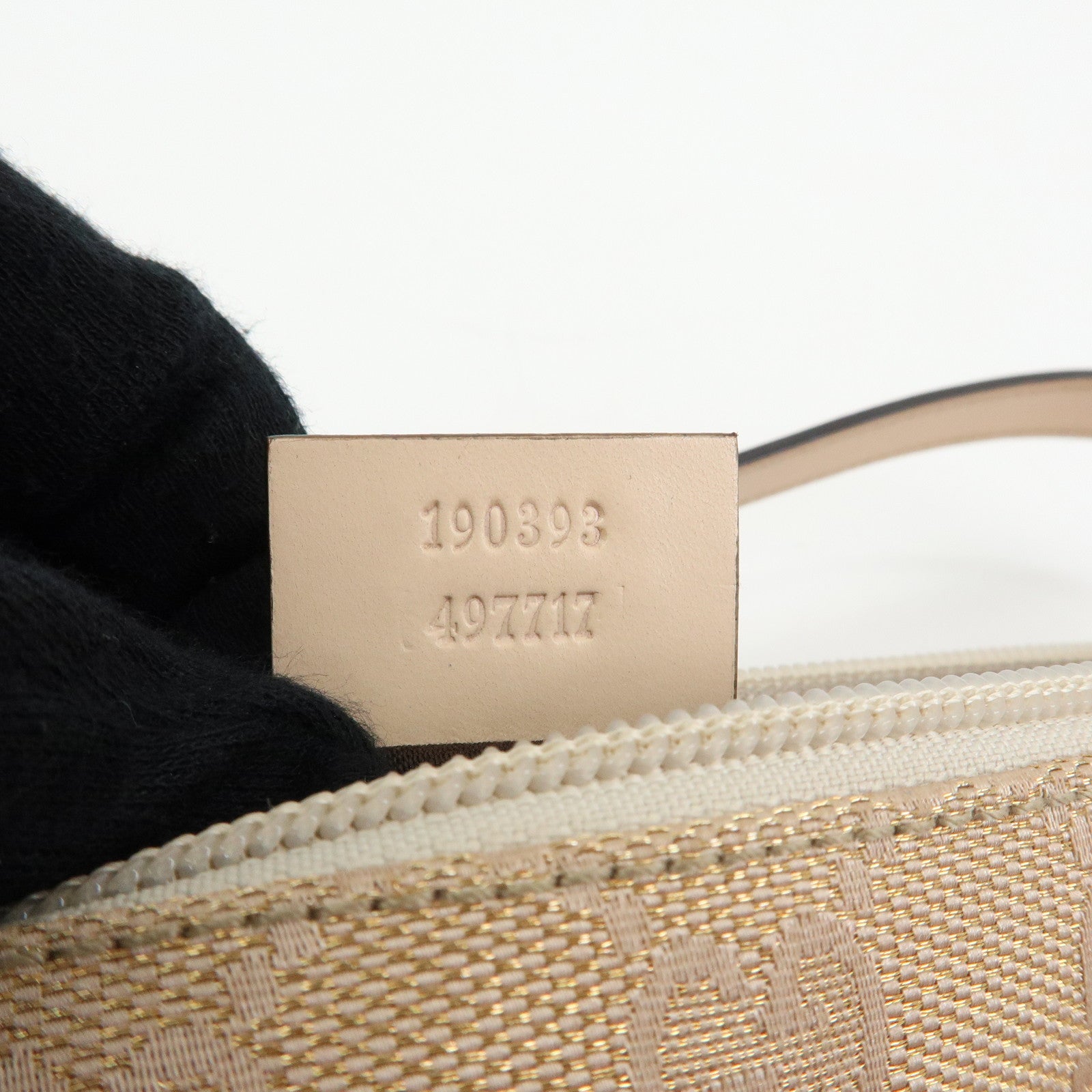 GUCCI GG Canvas Leather Hand Bag Pouch Beige Pink 190393