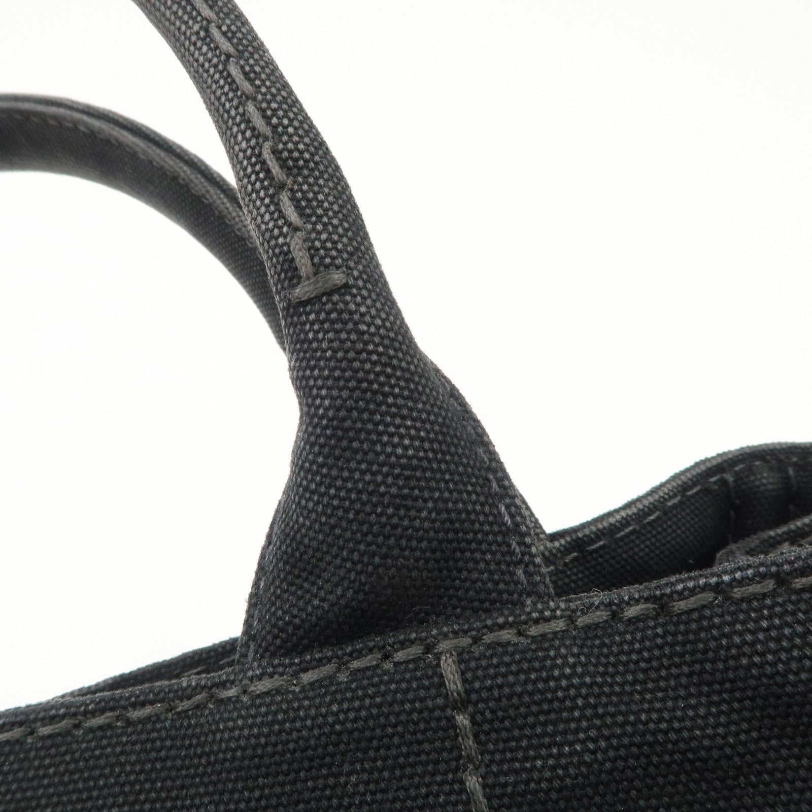 PRADA Logo Canapa Denim 2 Way Tote Bag Hand Bag Black B2642B Used