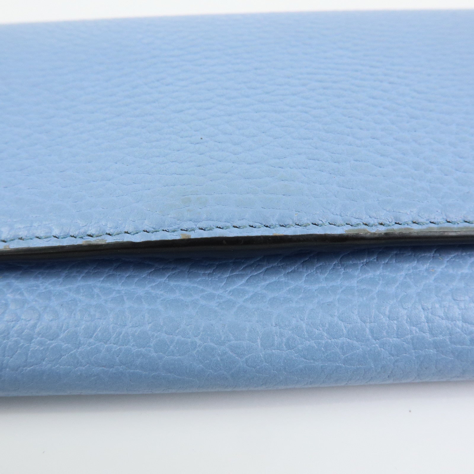 GUCCI Interlocking G Leather Flap Bi-fold Long Wallet Light Blue 449279