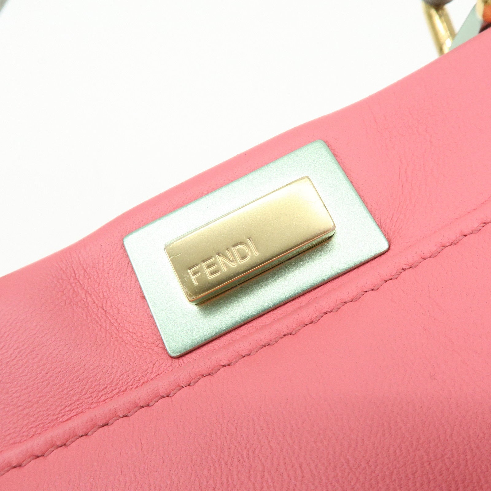FENDI Peekaboo Mini Leather 2Way Shoulder Bag Hand Bag Pink 8BN244