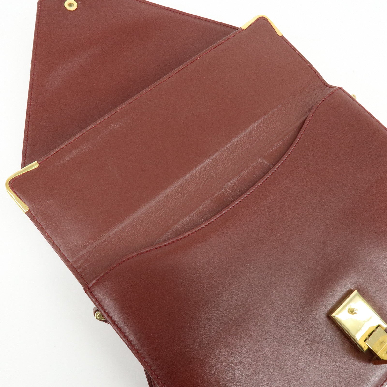 Cartier Must de Cartier Leather Double Flap Shoulder Bag Boudreaux