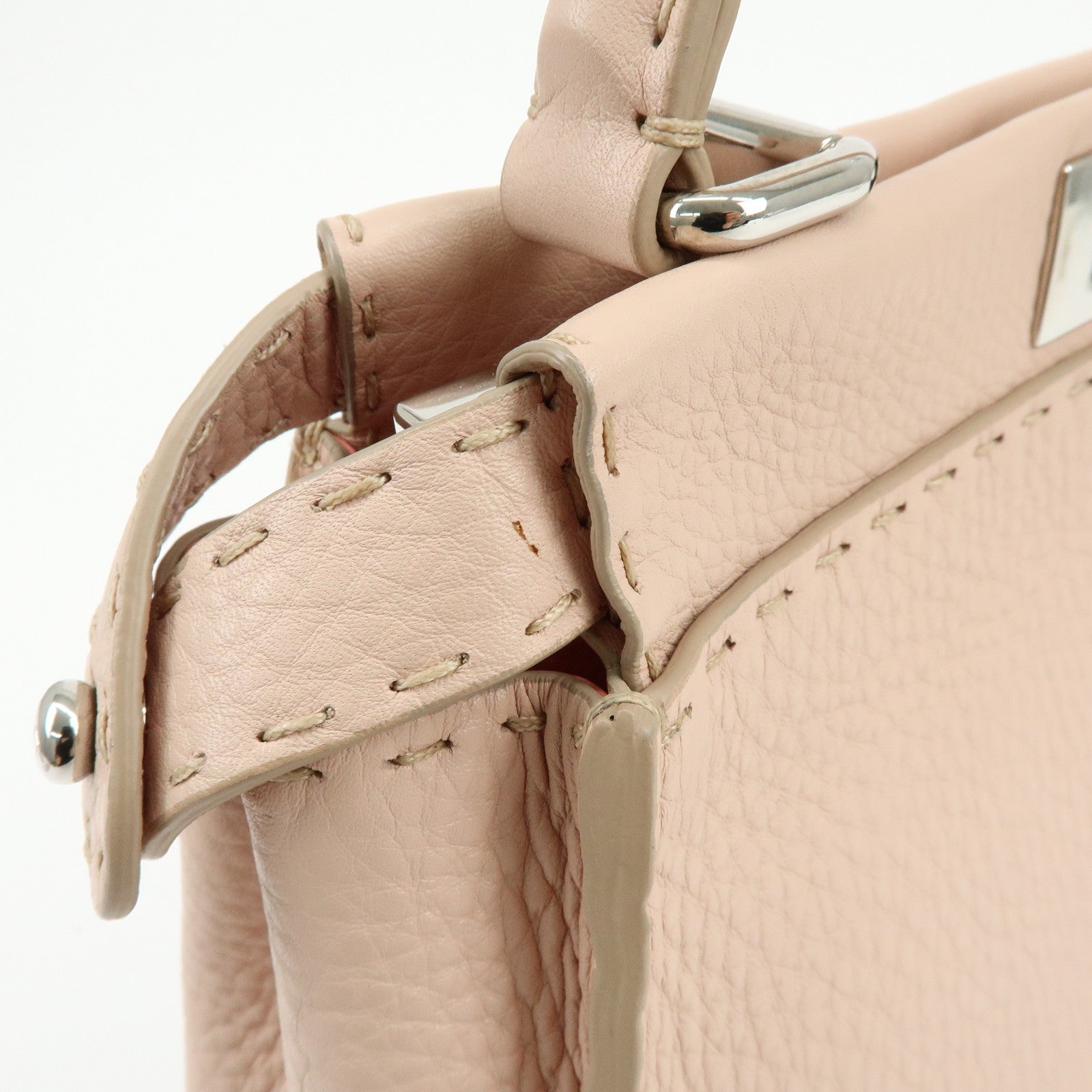 FENDI Peekaboo Calf Leather 2Way Shoulder Hand Bag Pink 8BN226