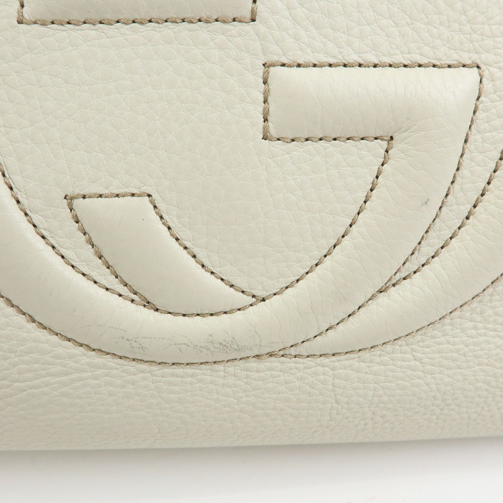 GUCCI SOHO Interlocking G Calf Leather Tote Shoulder Bag Ivory 282309