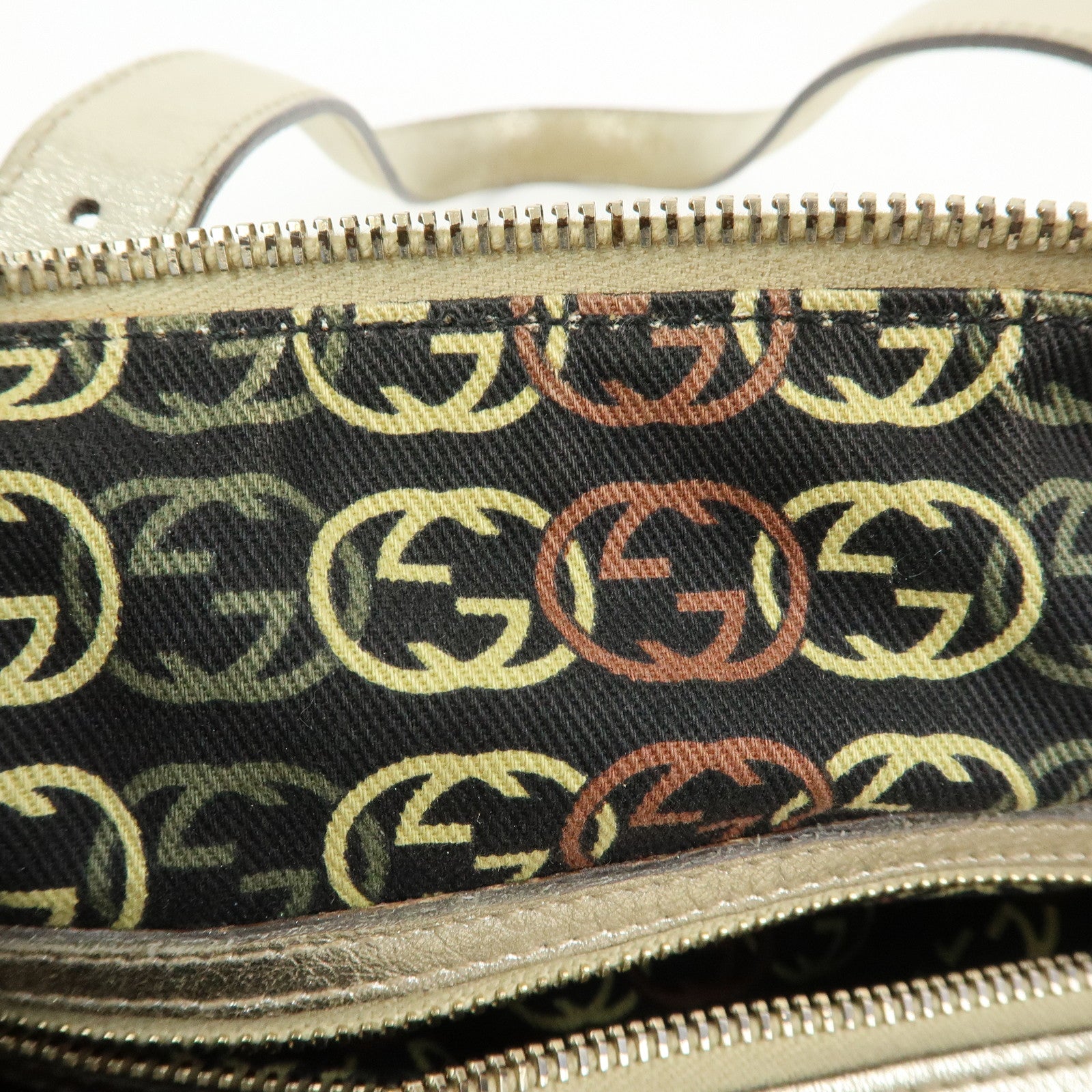 GUCCI Interlocking G Leather Mini Boston Bag Champagne Gold 170009