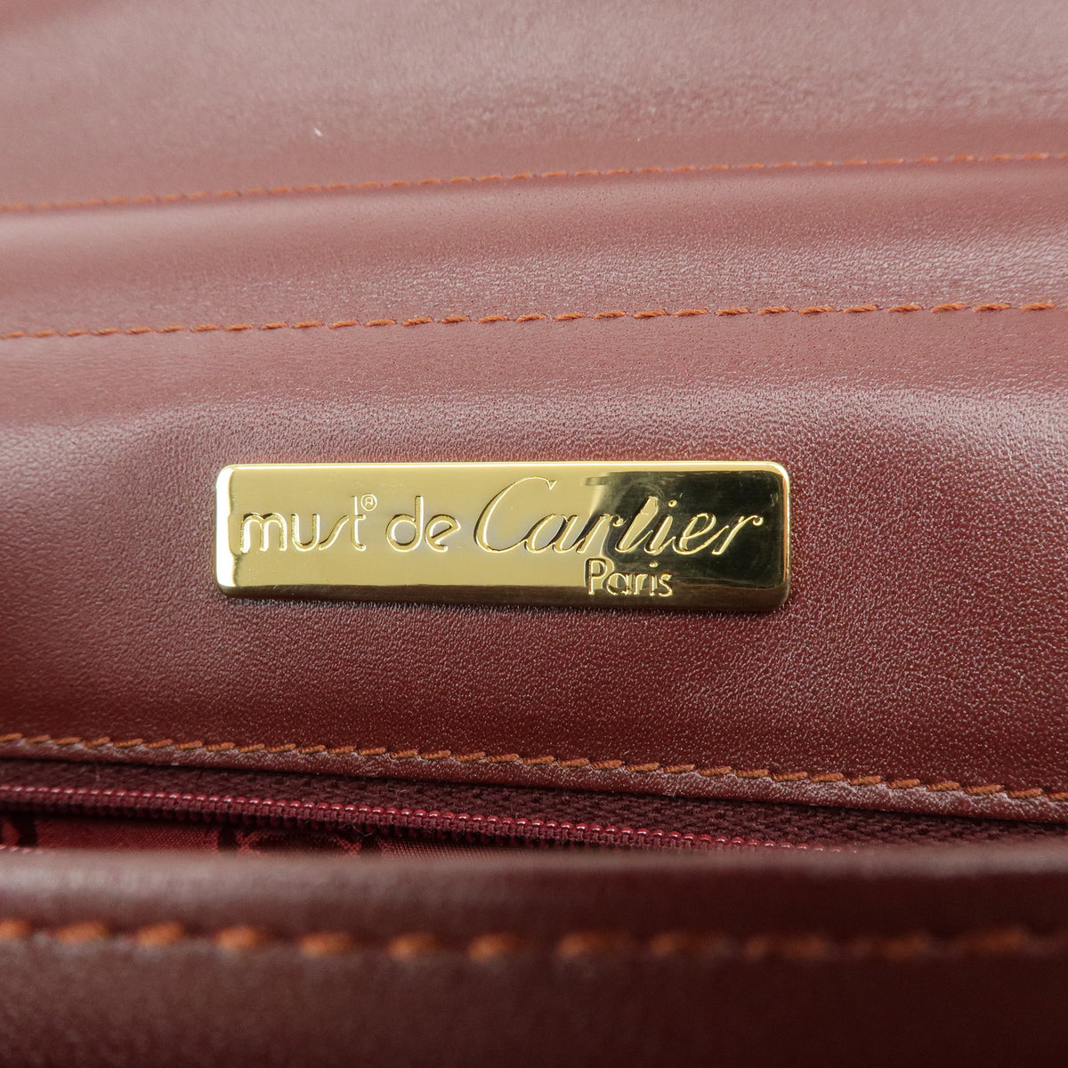 Cartier Must de Cartier Leather Clutch Bag Bordeaux