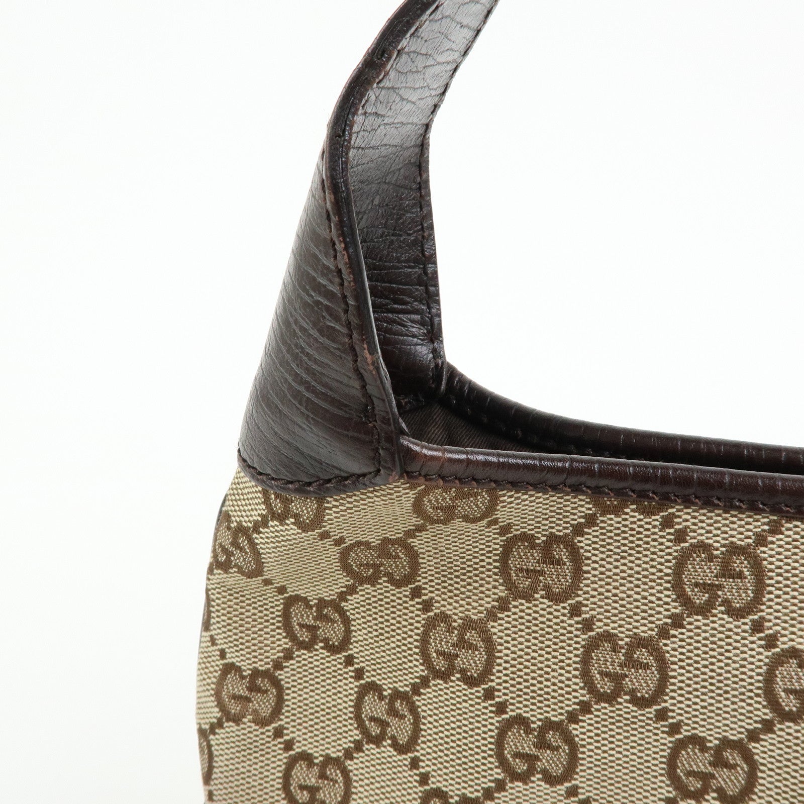 GUCCI Sherry Jackie GG Canvas Leather Shoulder Bag Hand Bag Bown 00963