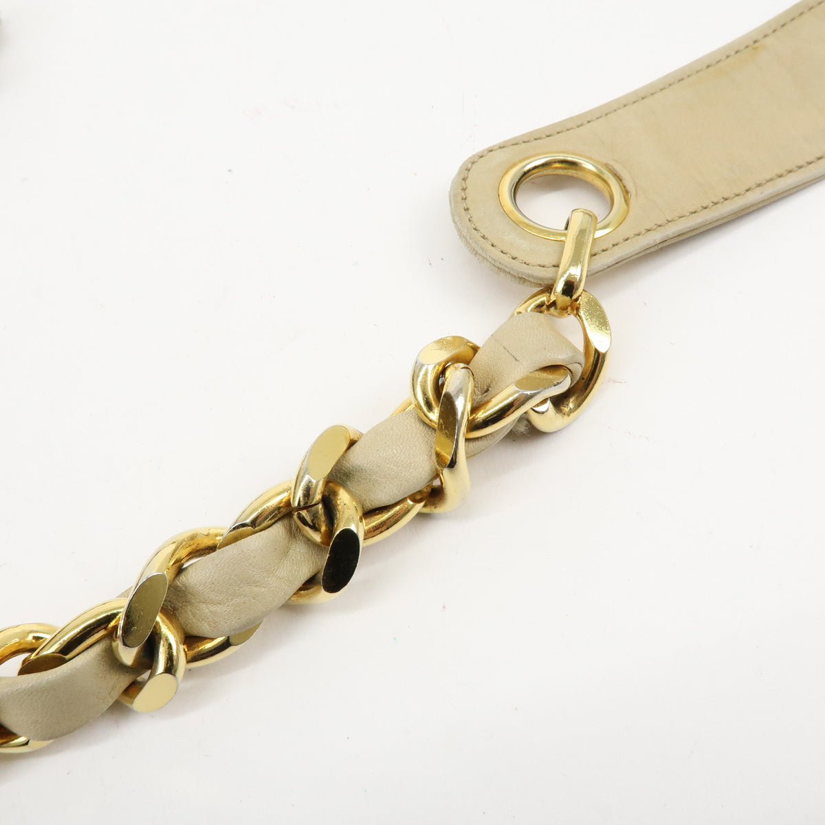 CHANEL Lamb Skin Bucket Chain Shoulder Bag Beige A01349