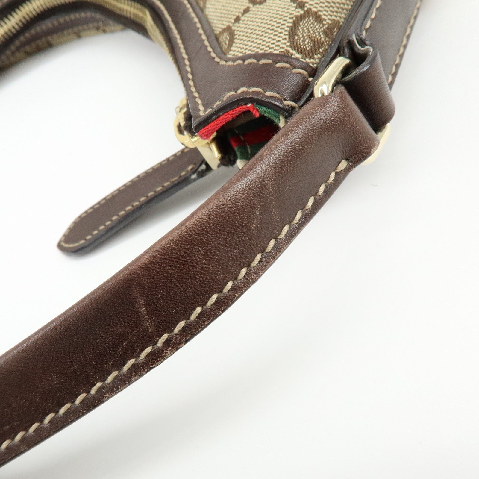 GUCCI Interlocking G Canvas Leather Shoulder Bag Hand Bag Beige Brown