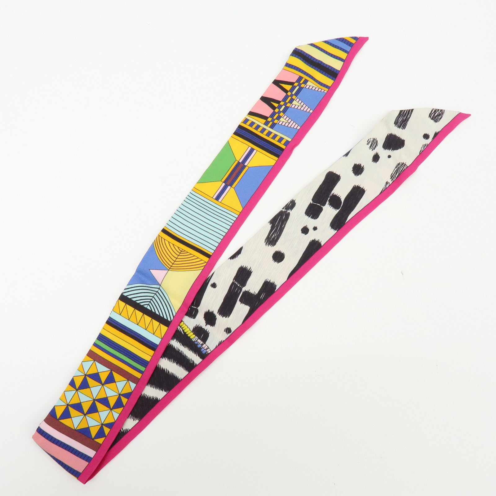 HERMES Twilly Silk 100% Scarf PELAGES ET CAMOUFLAGE Multicolor