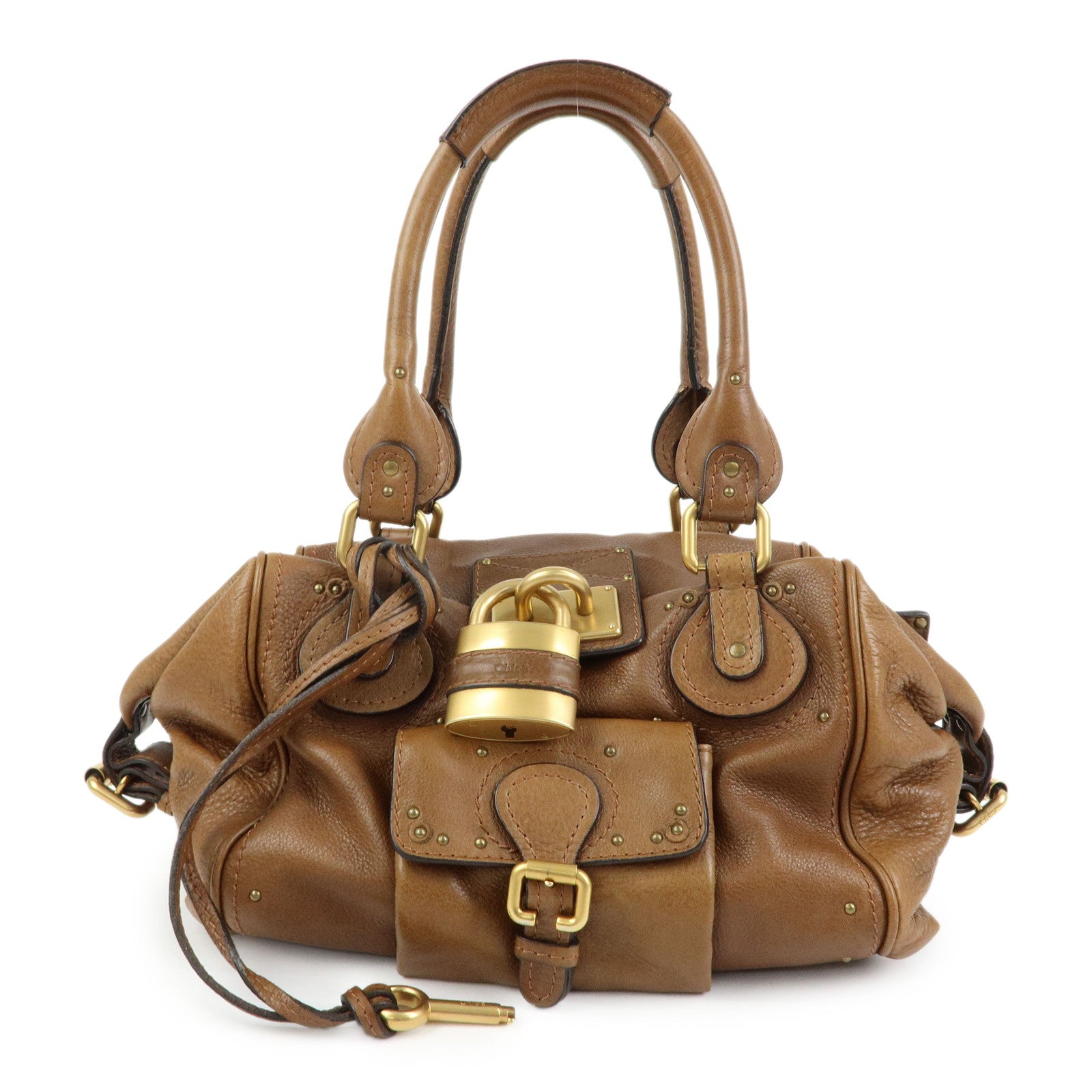 Chloe Paddington Leather Hand Bag Boston Bag Brown