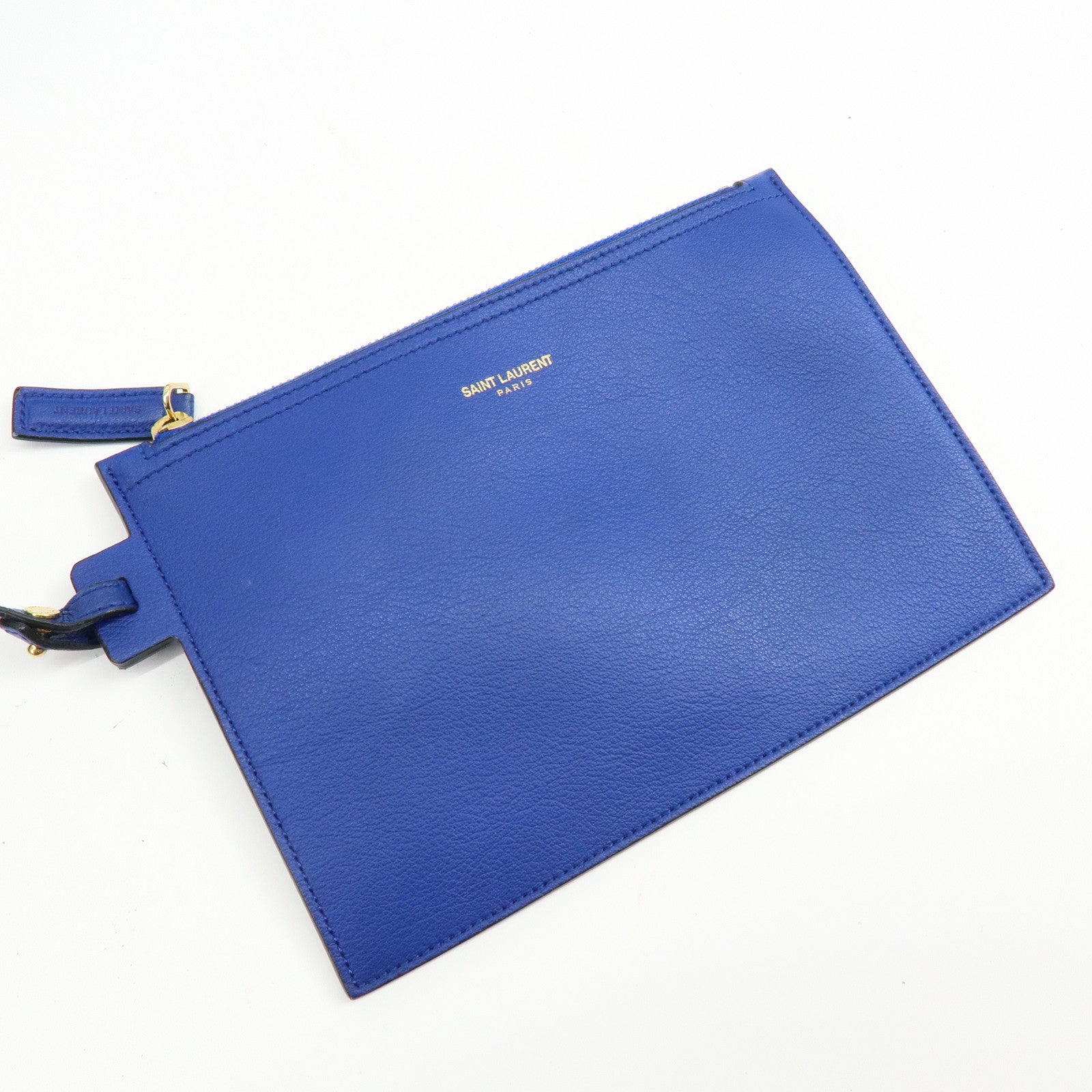 SAINT LAURENT PARIS Cassandra Leather Sac Shopping Bag Blue 394195