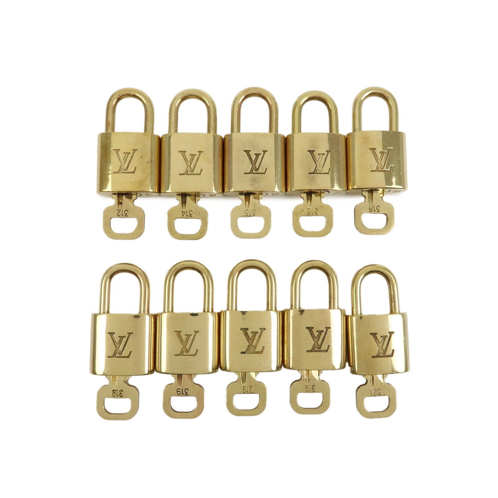 Louis Vuitton Set of 10 Lock & Key Cadena Key Lock Gold