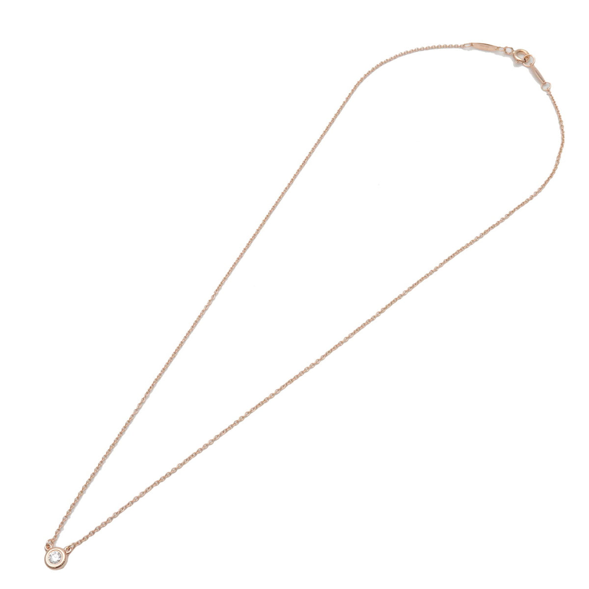 Tiffany & Co By The Yard 1P Diamond Necklace K18 750PG Rose Gold